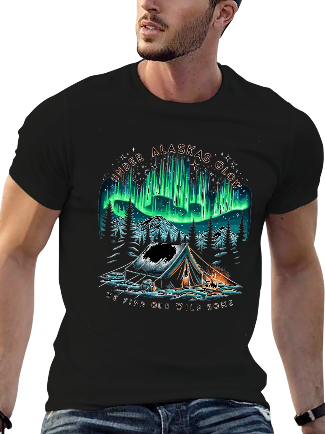 Alaska Glow Camping T-Shirt - Wild Home