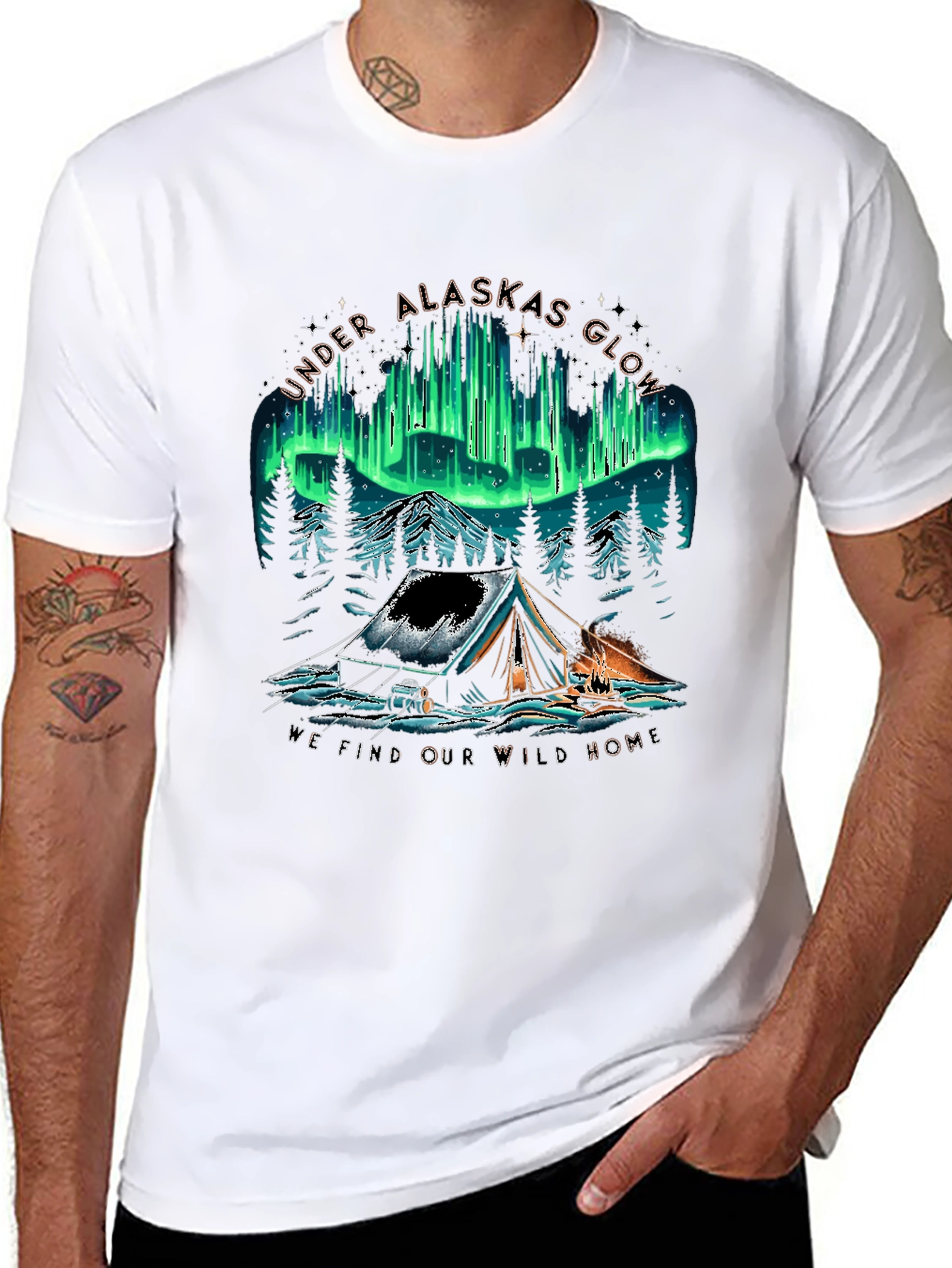 Alaska Glow Camping T-Shirt - Wild Home