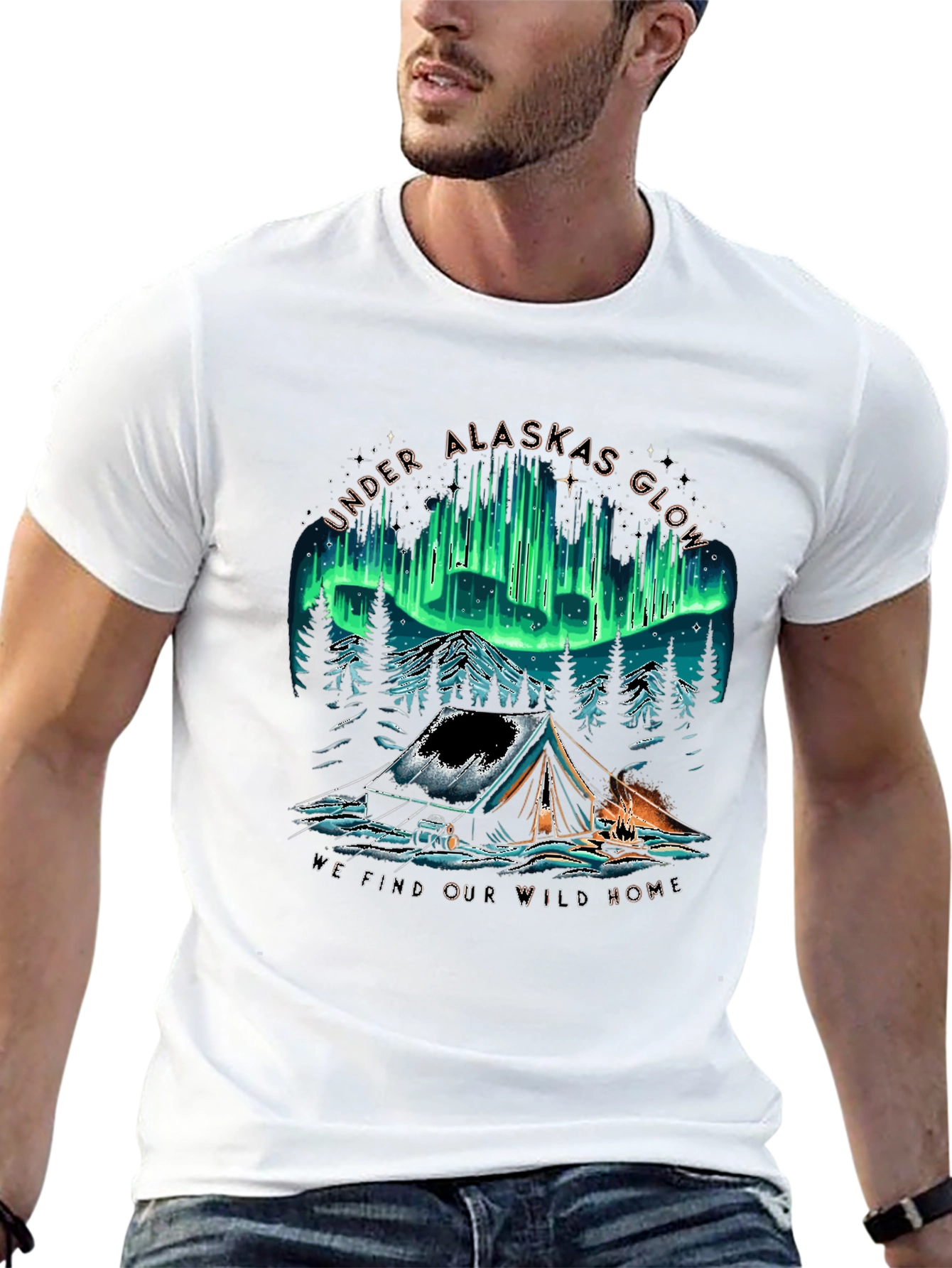 Alaska Glow Camping T-Shirt - Wild Home