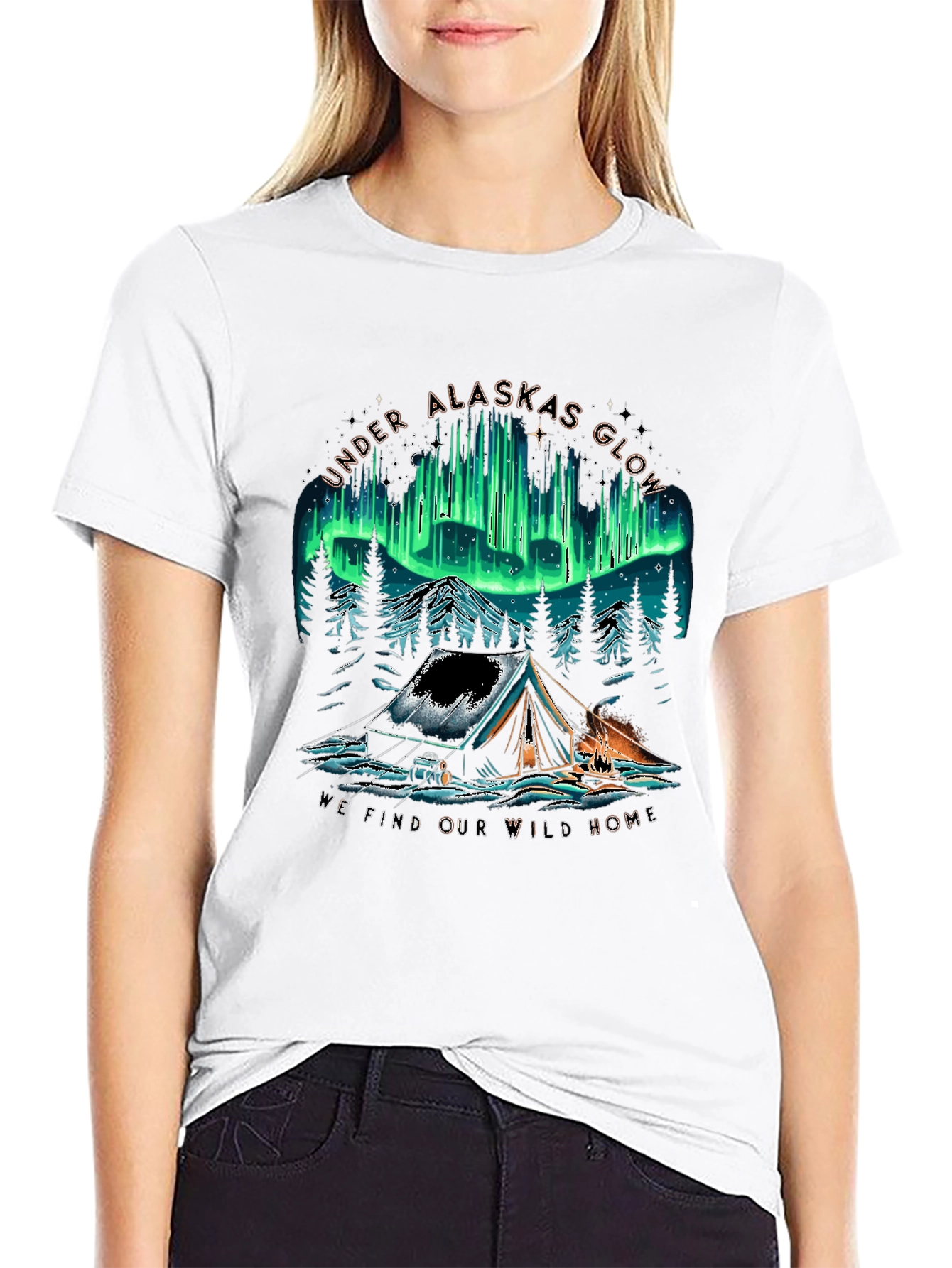 Alaska Glow Camping T-Shirt - Wild Home