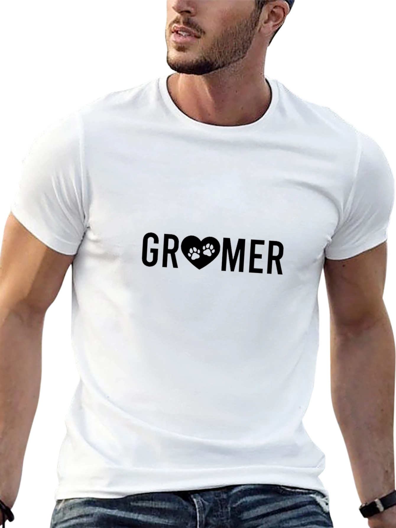 Groomer Paw Print Heart T-Shirt