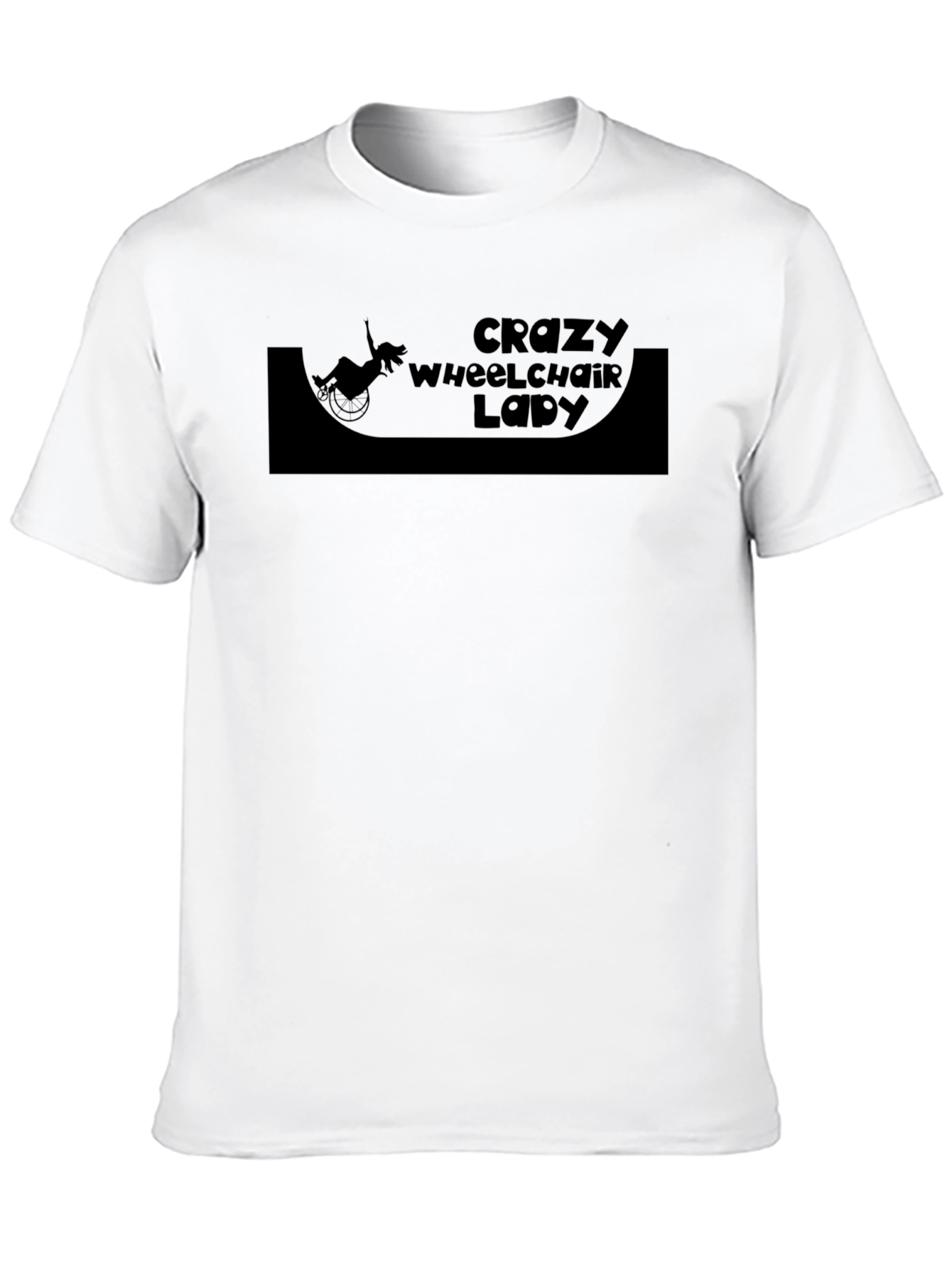 Crazy Wheelchair Lady Black T-Shirt