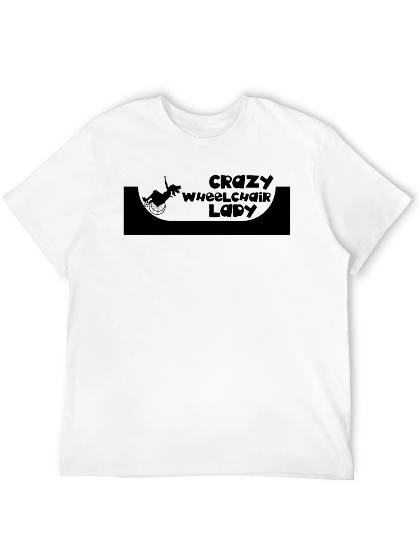 Crazy Wheelchair Lady Black T-Shirt