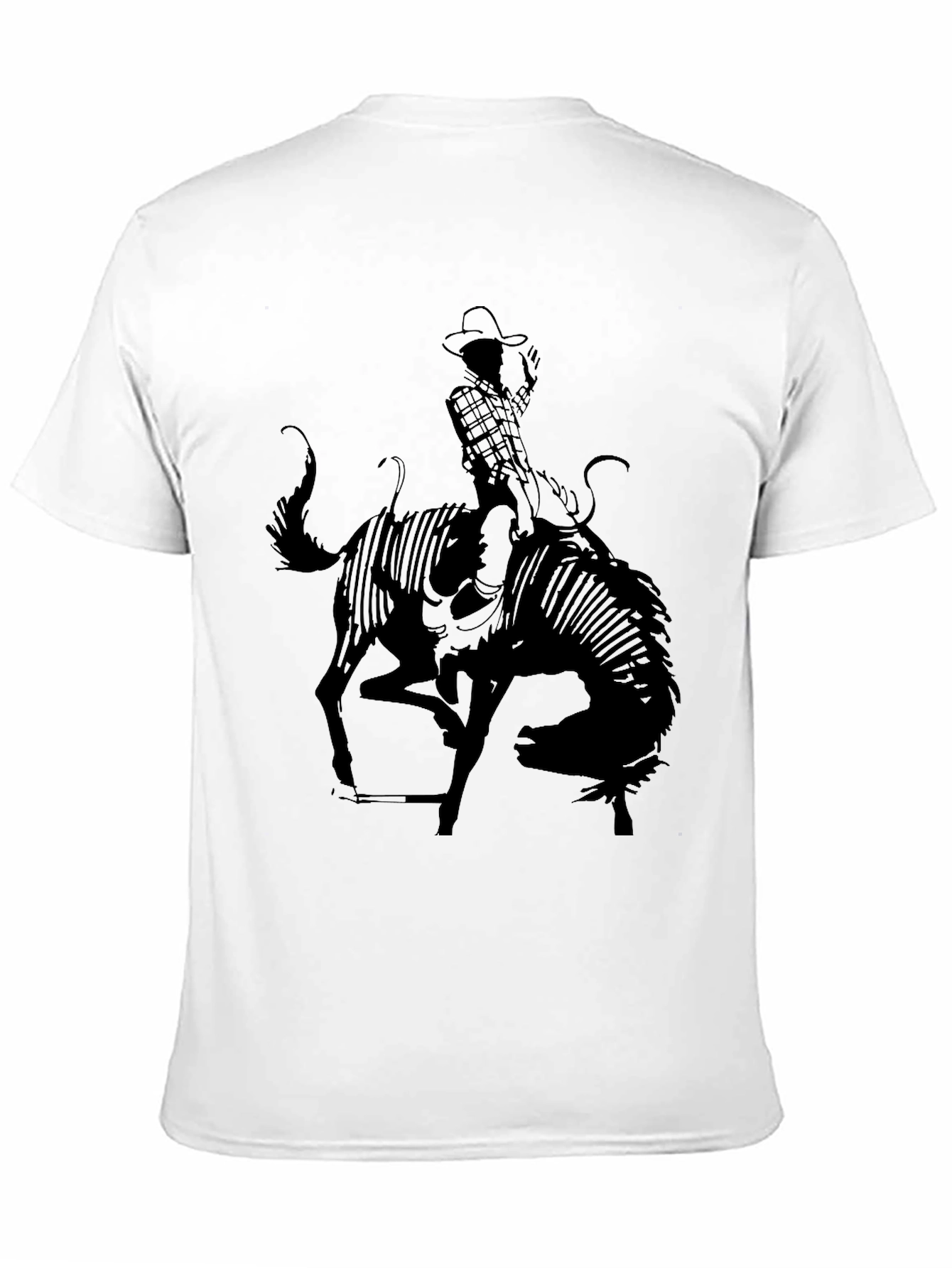 Cowboy Riding Bull Black T-Shirt Rodeo Style