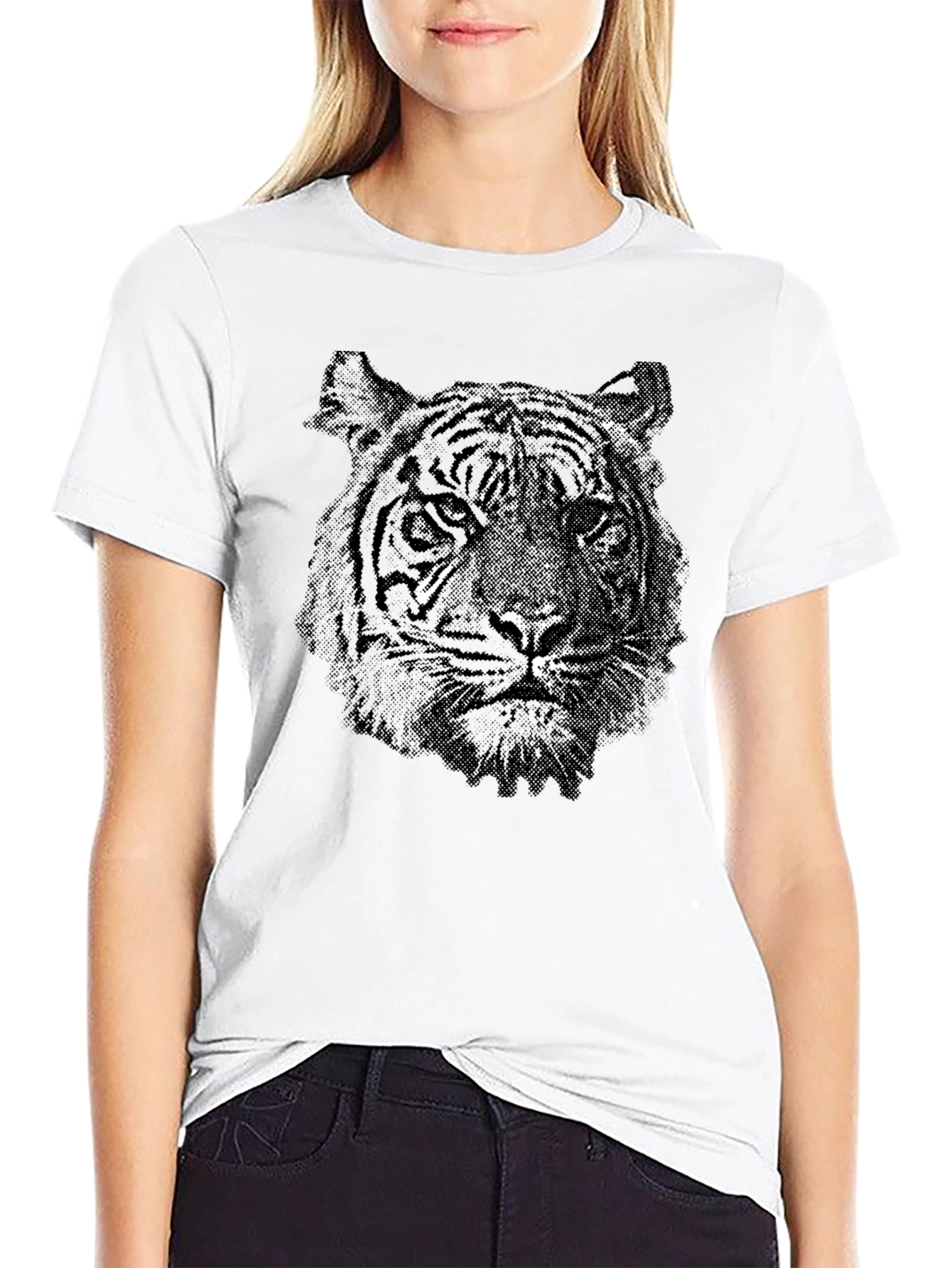 Black Tiger Graphic Tee - Stylish Animal Print