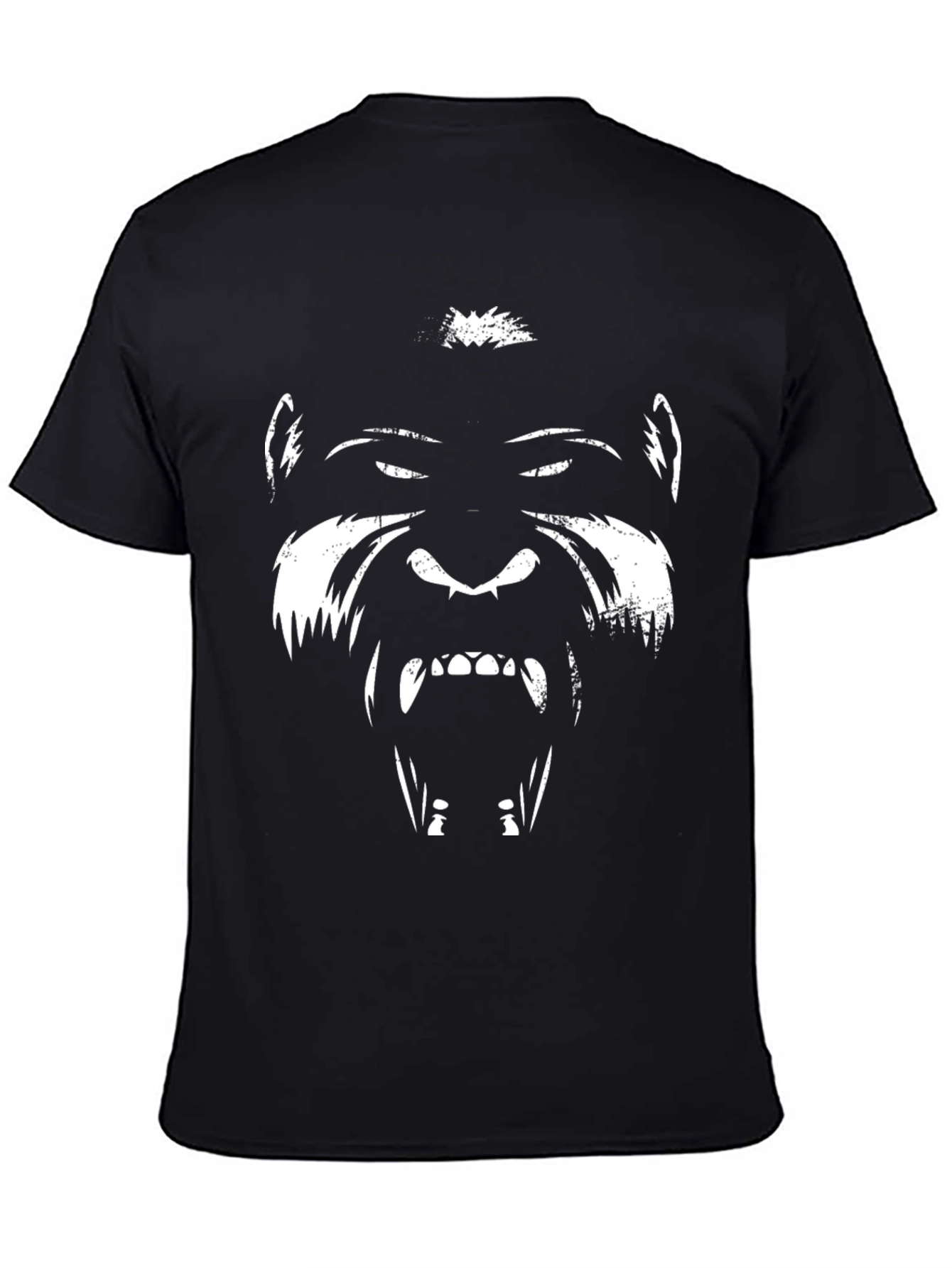 Black Graphic Tee: Fierce Gorilla Face Design