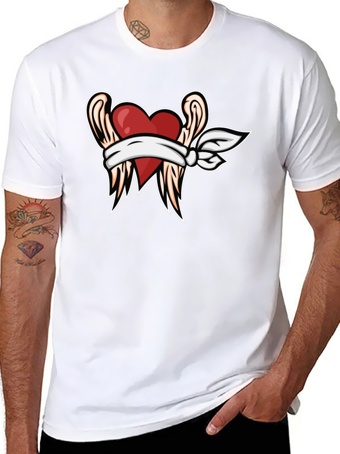 Heart with Wings Graphic Tee - Black T-Shirt