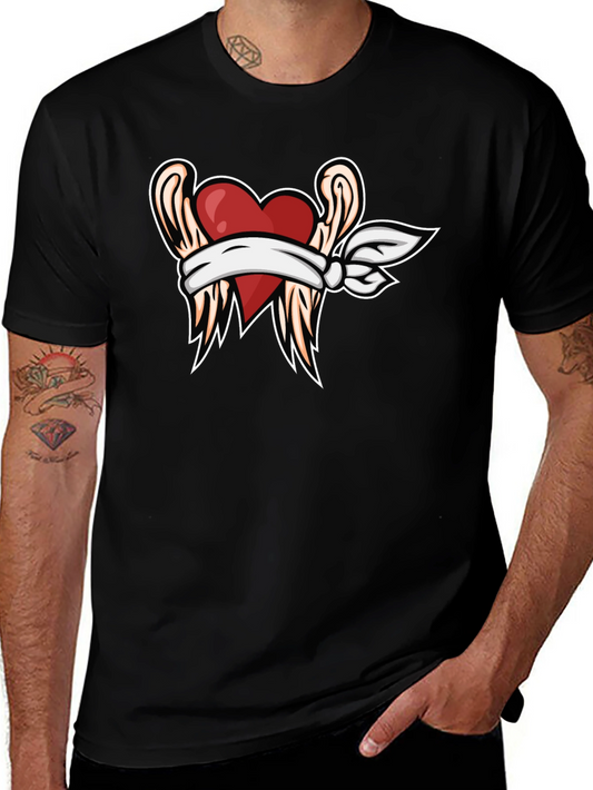 Heart with Wings Graphic Tee - Black T-Shirt