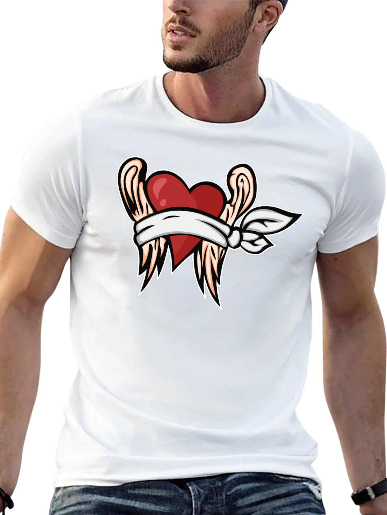 Heart with Wings Graphic Tee - Black T-Shirt