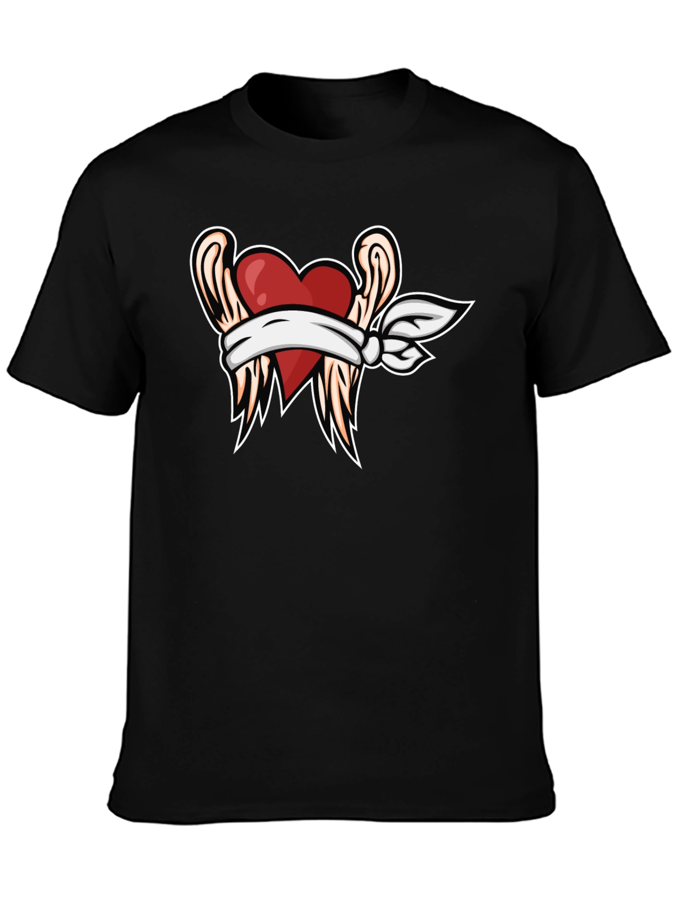 Heart with Wings Graphic Tee - Black T-Shirt