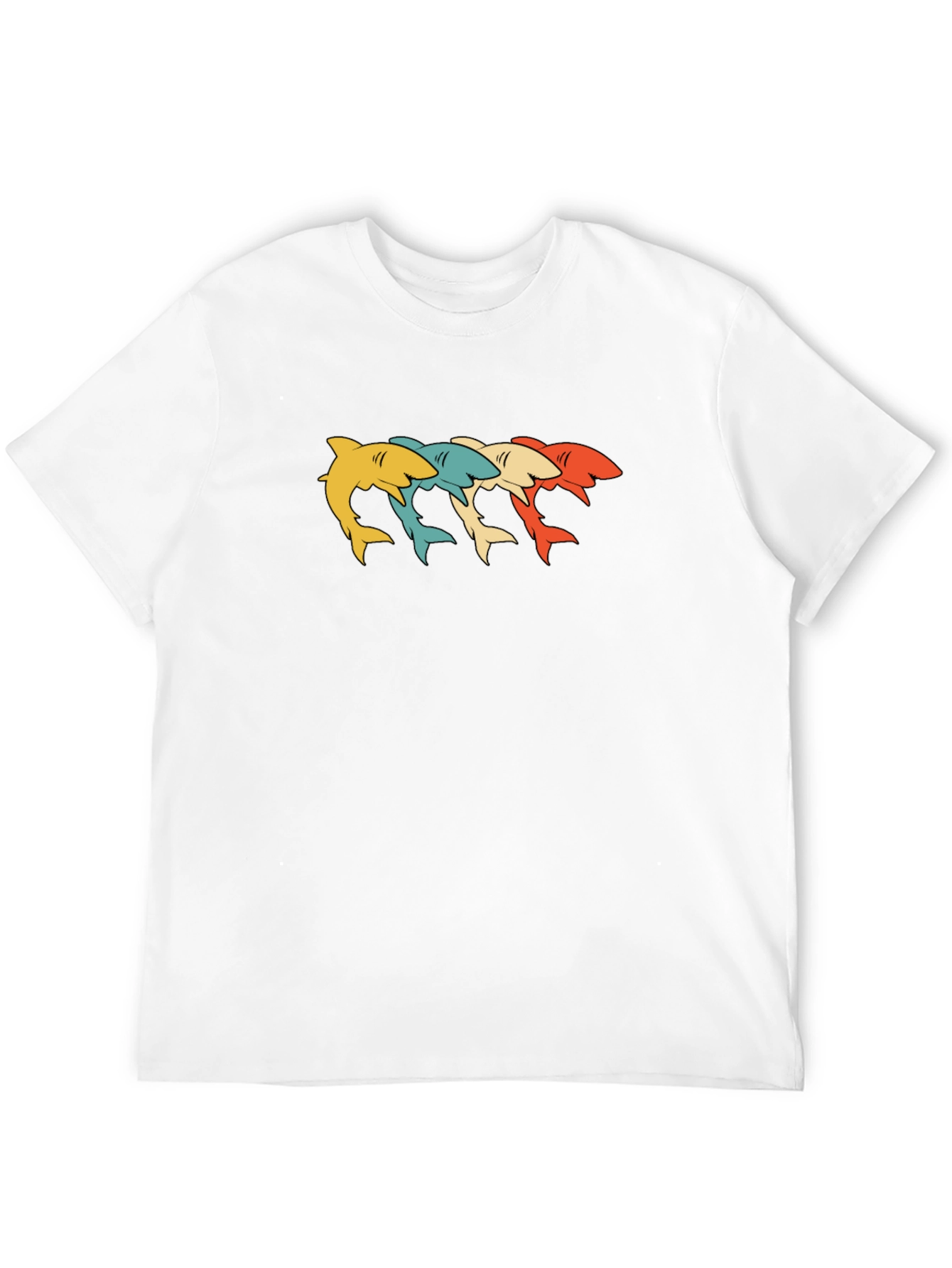 Retro Shark Graphic T-Shirt - Stylish Crew Neck Tee