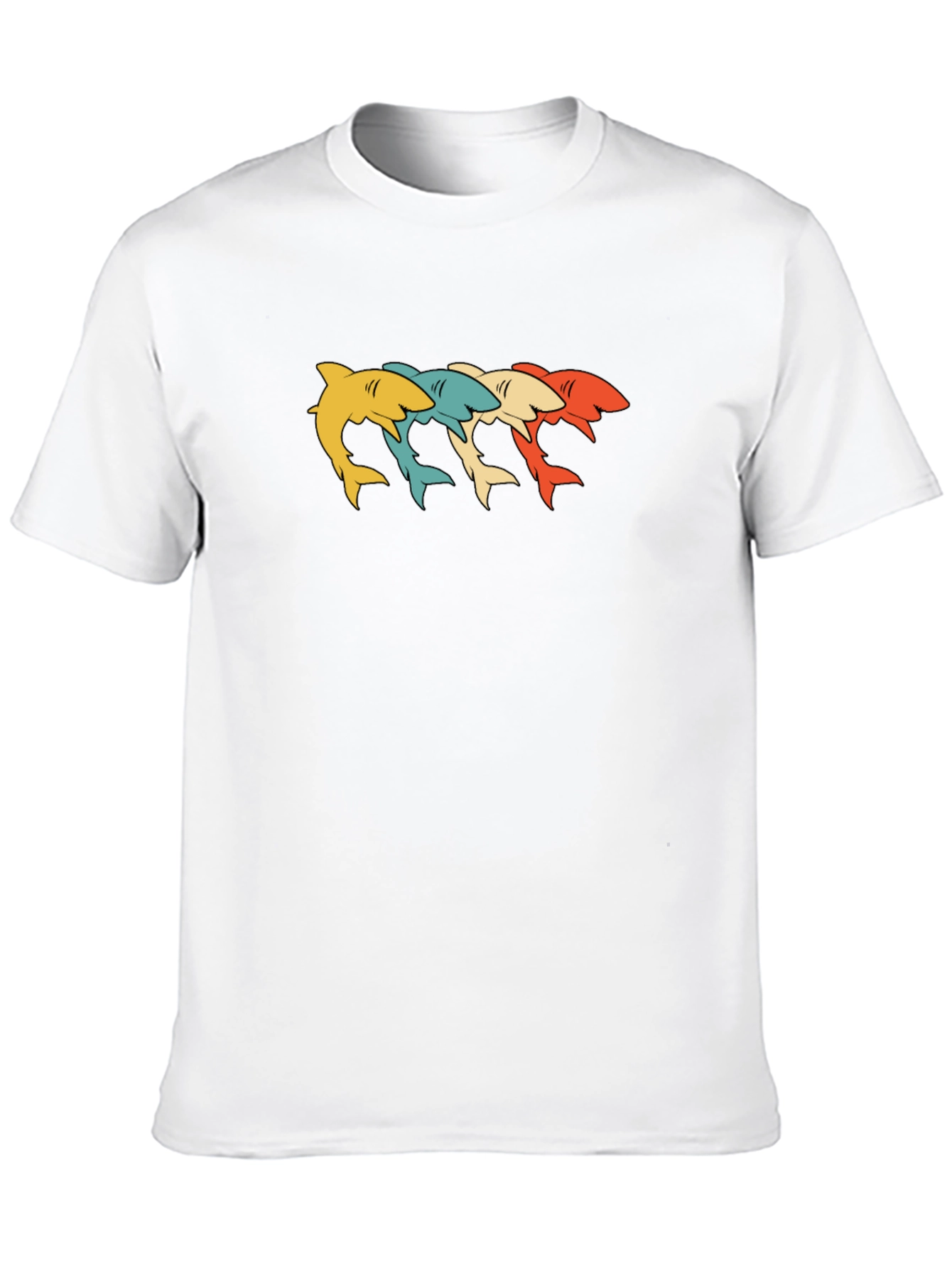 Retro Shark Graphic T-Shirt - Stylish Crew Neck Tee