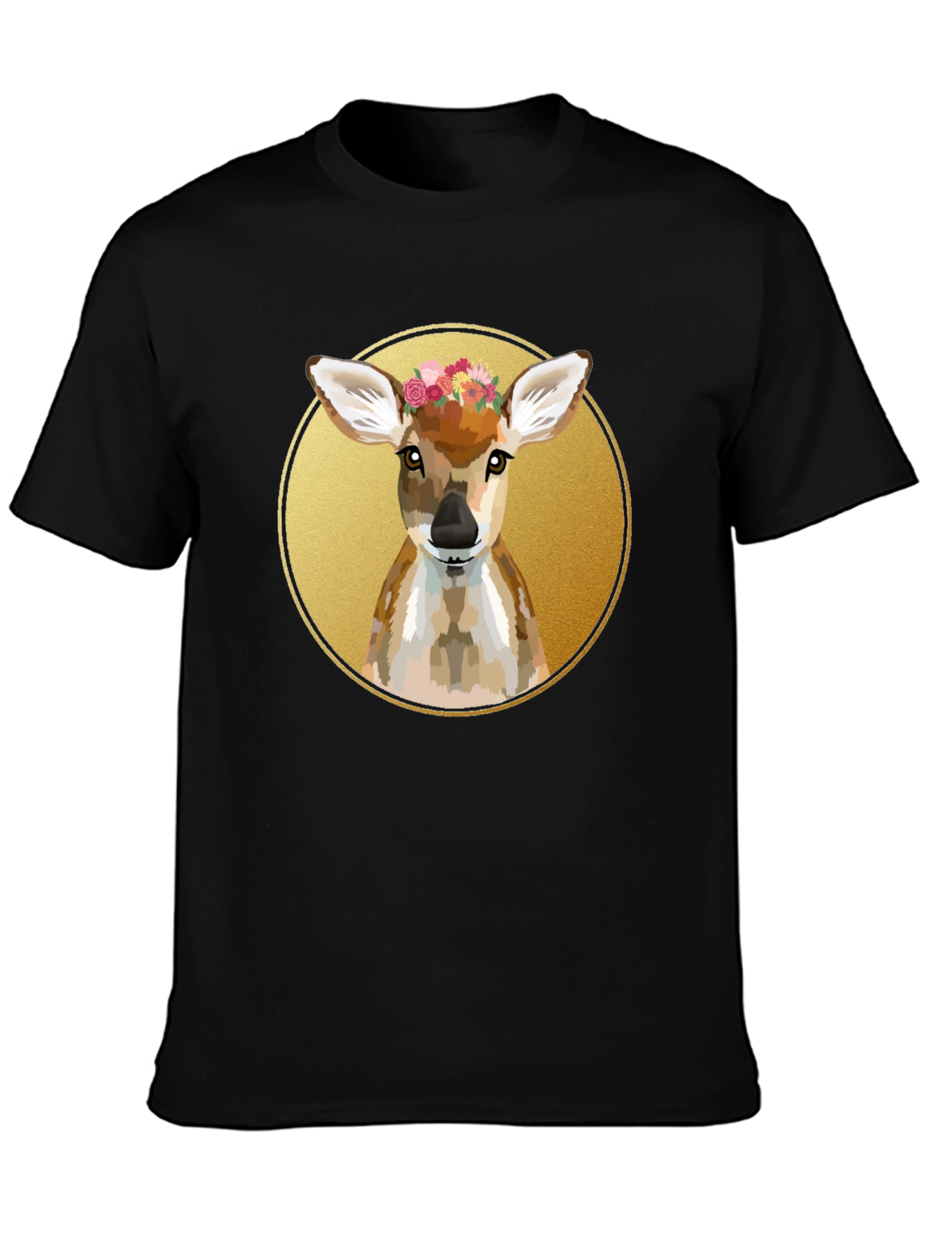 Deer Floral Wreath Graphic Tee - Unisex