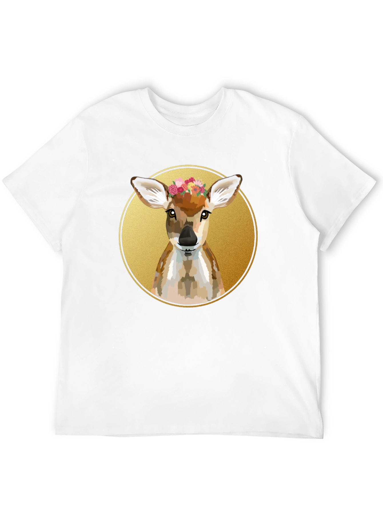 Deer Floral Wreath Graphic Tee - Unisex