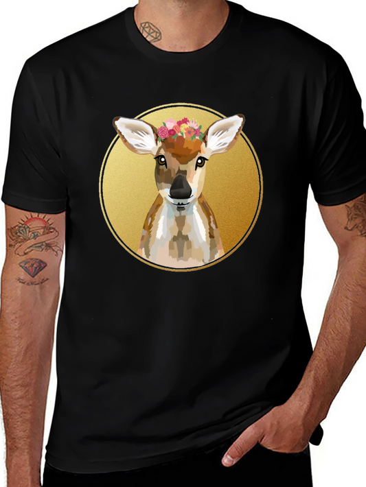 Deer Floral Wreath Graphic Tee - Unisex