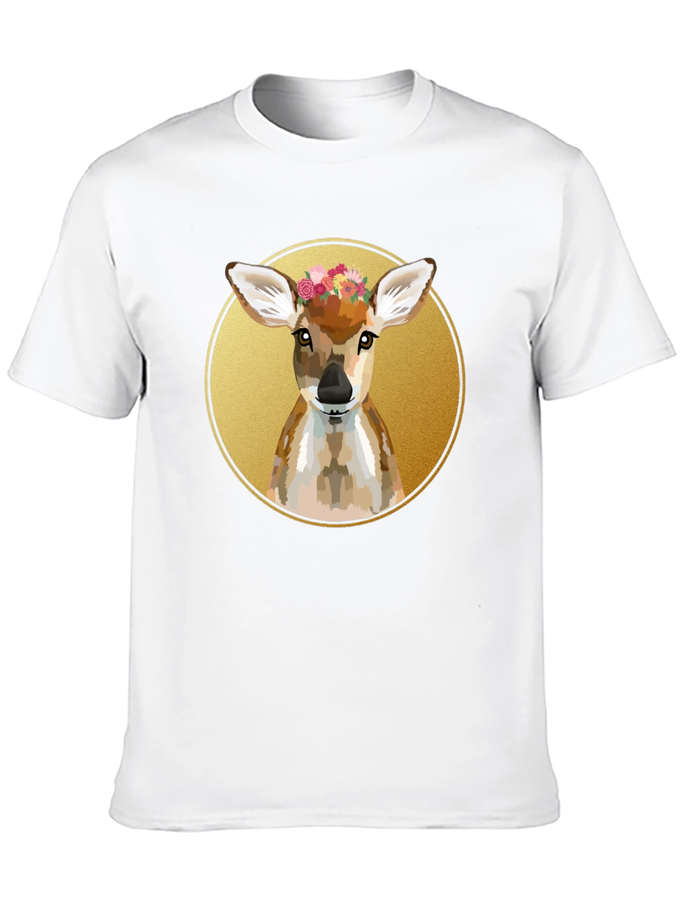 Deer Floral Wreath Graphic Tee - Unisex