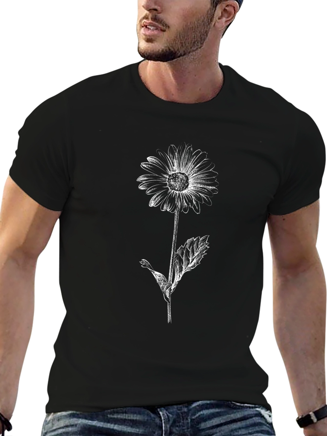 Black Daisy Graphic Tee - Casual Style