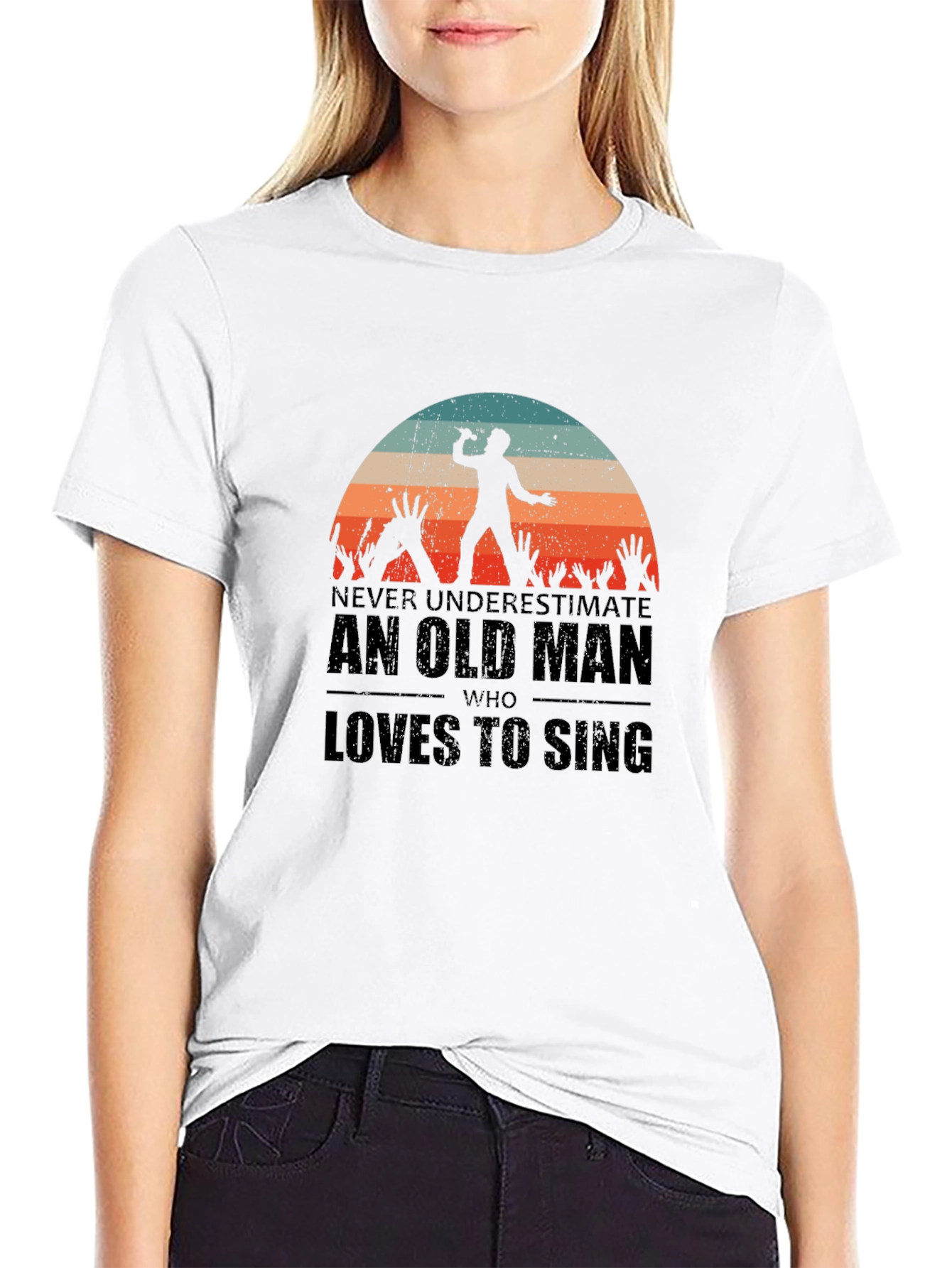 Old Man Who Loves to Sing Black T-Shirt