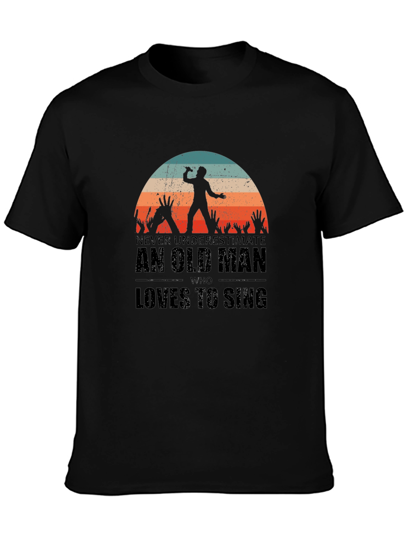 Old Man Who Loves to Sing Black T-Shirt
