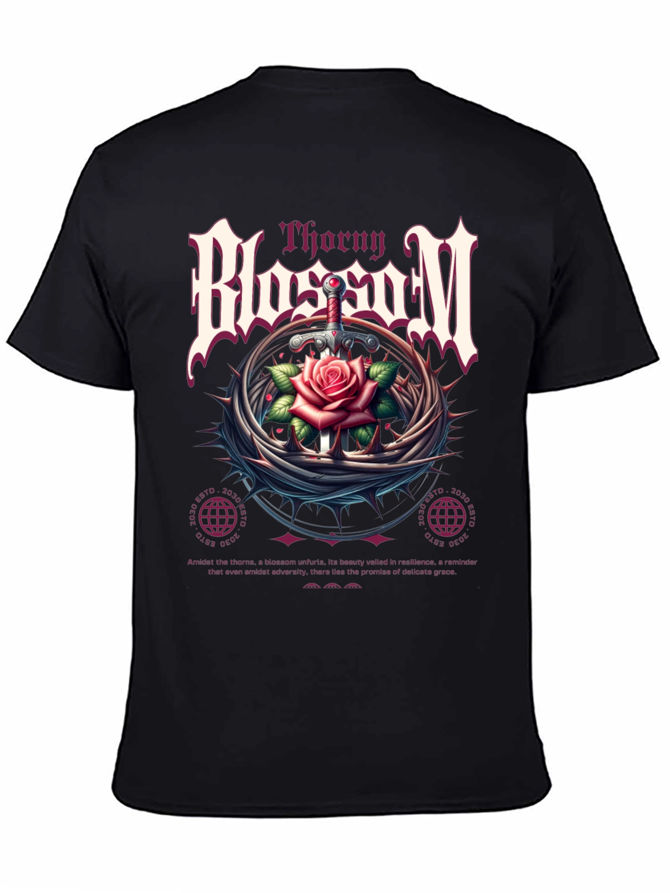 Thorny Blossom Graphic Print T-Shirt