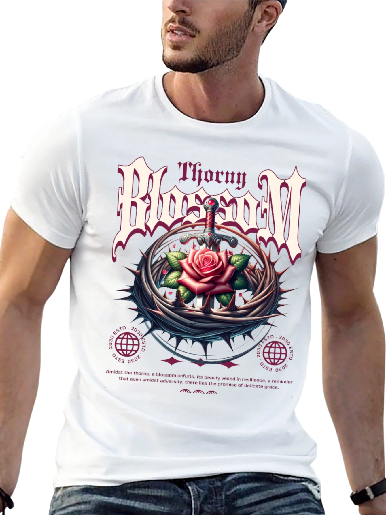 Thorny Blossom Graphic Print T-Shirt