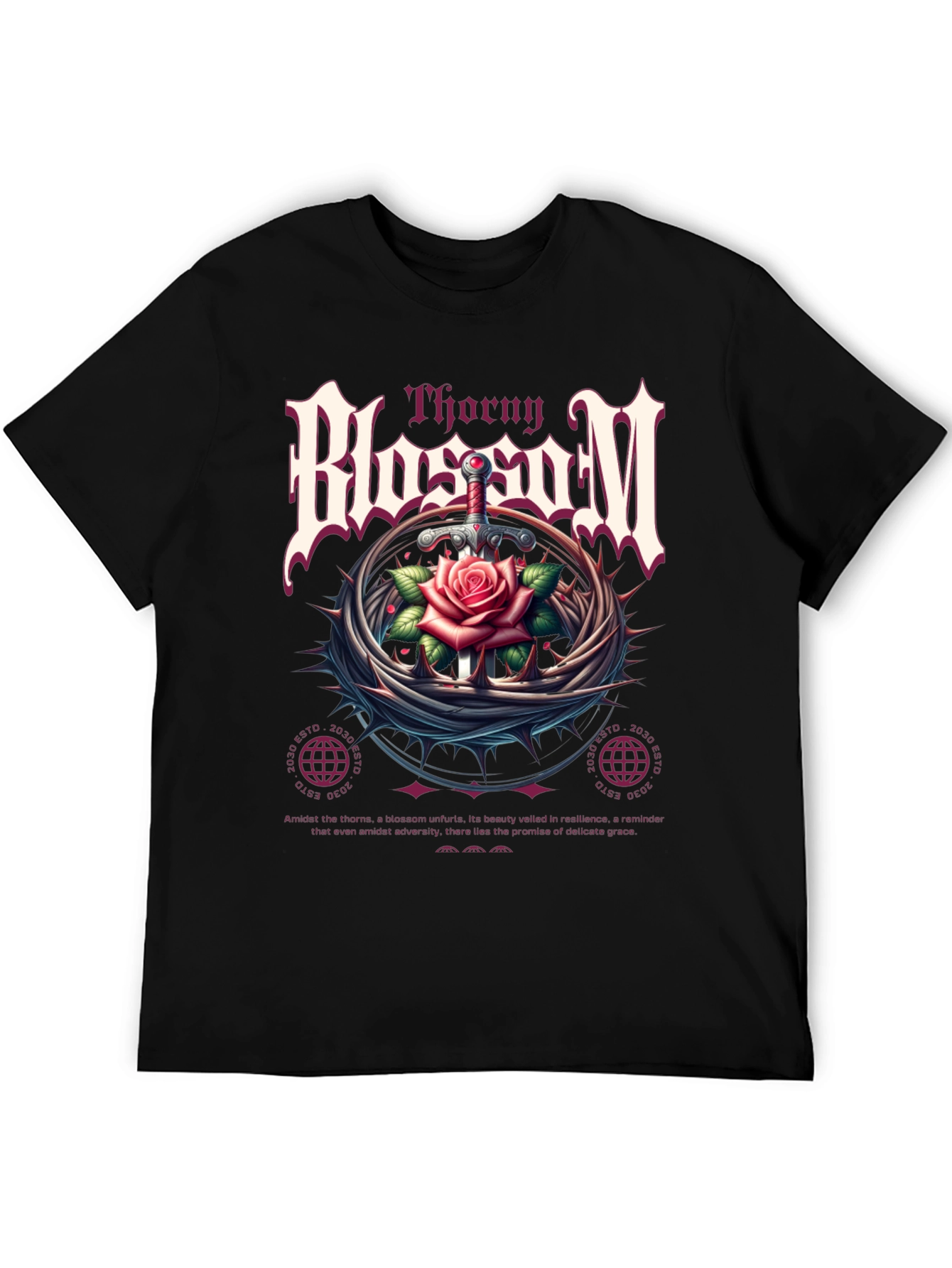 Thorny Blossom Graphic Print T-Shirt