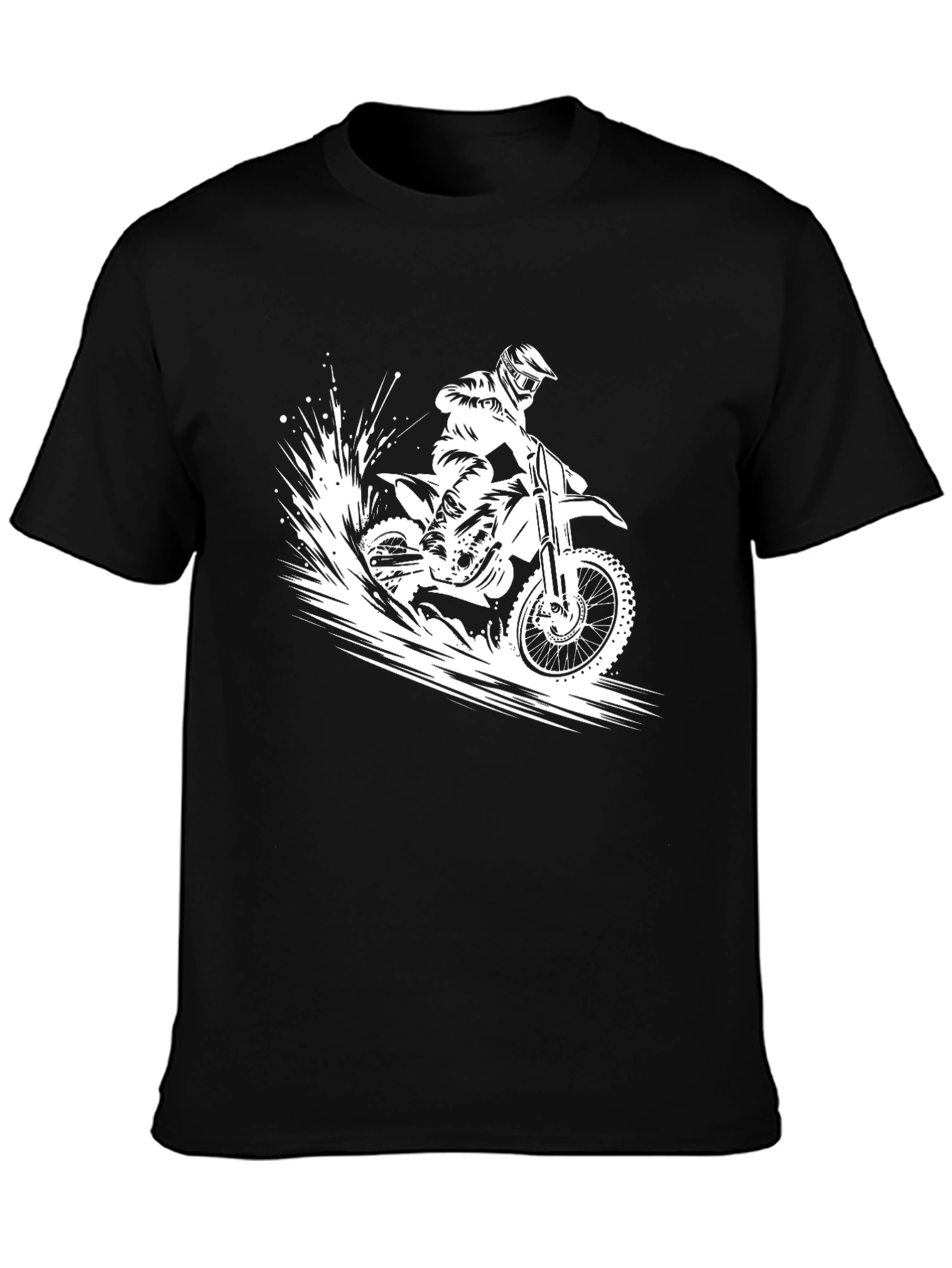 Dirt Bike Rider Graphic Tee - Black Cotton T-Shirt