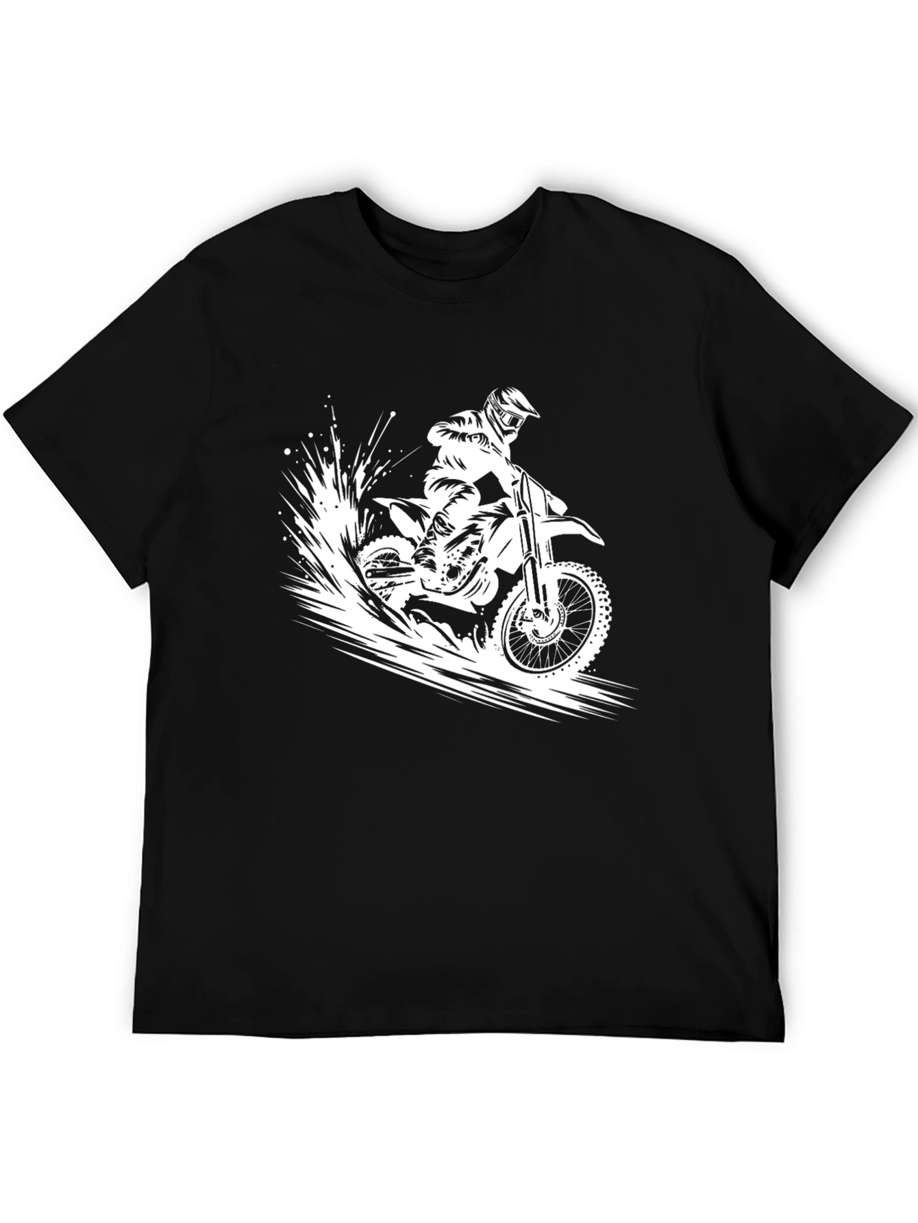 Dirt Bike Rider Graphic Tee - Black Cotton T-Shirt