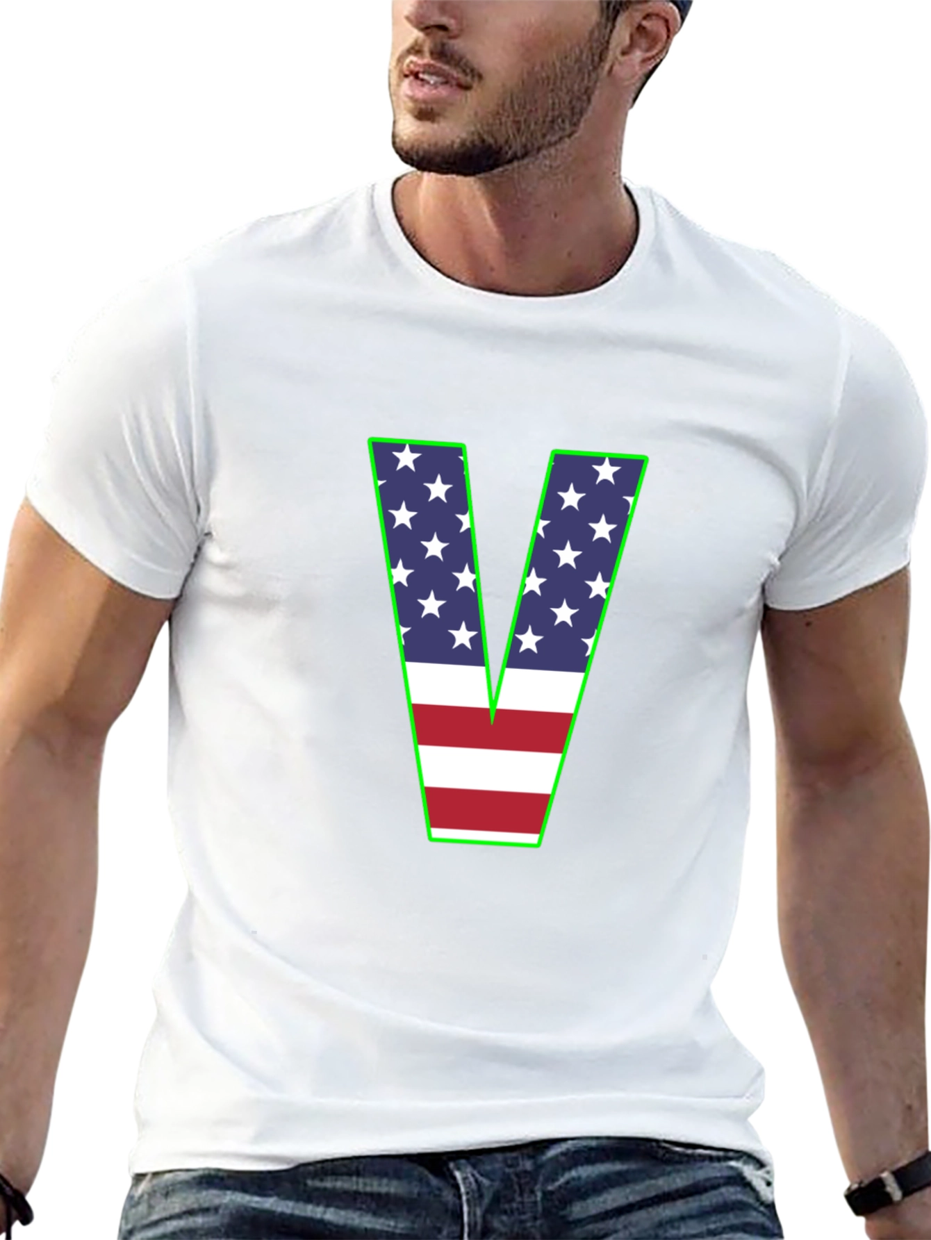 American Flag V-Neck T-Shirt