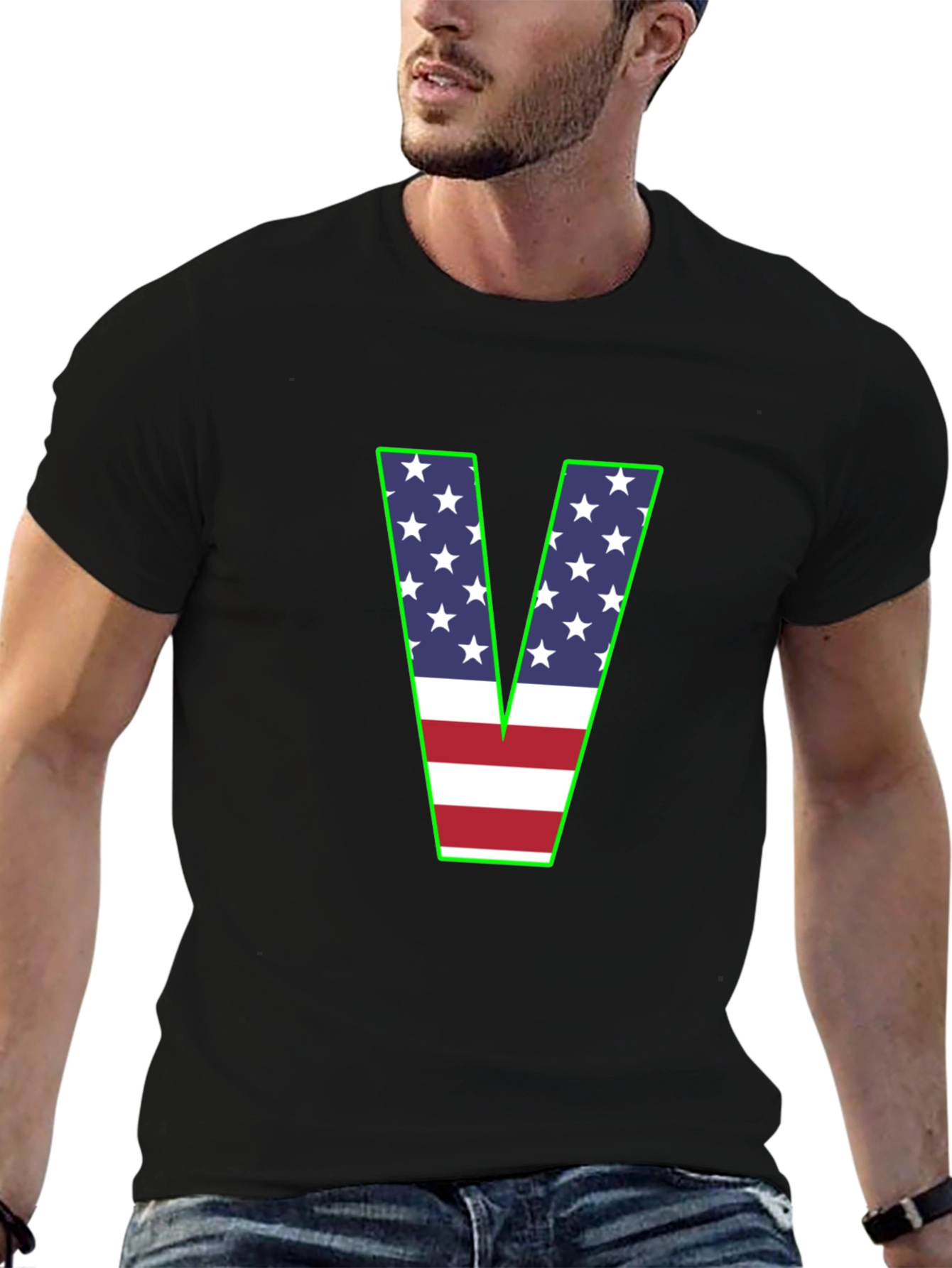 American Flag V-Neck T-Shirt