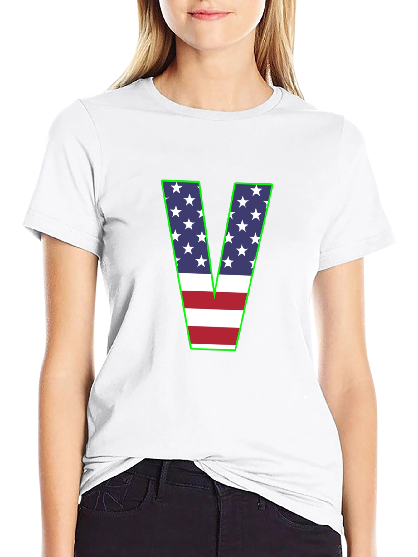 American Flag V-Neck T-Shirt