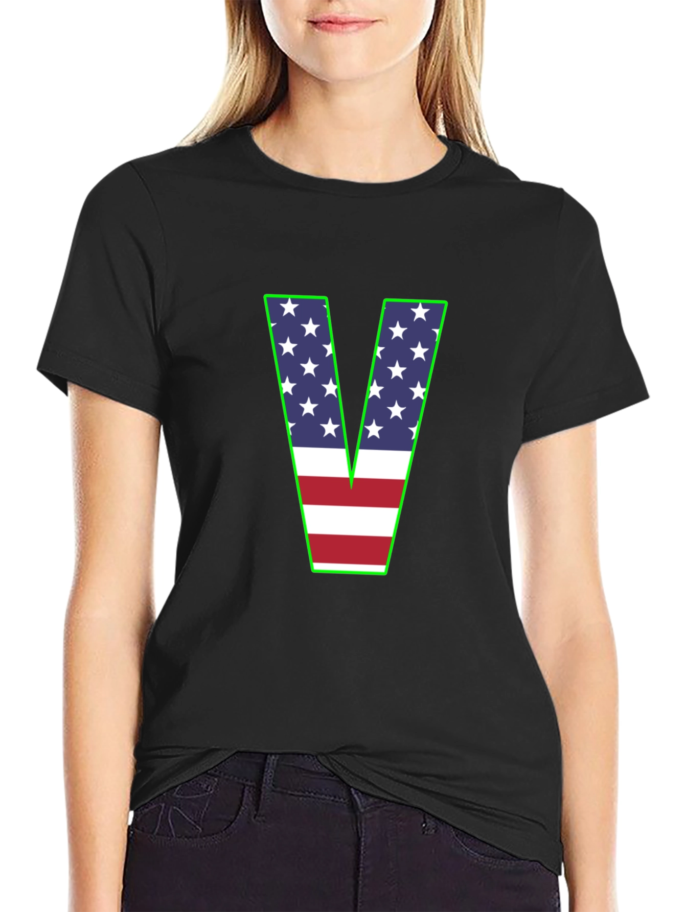 American Flag V-Neck T-Shirt