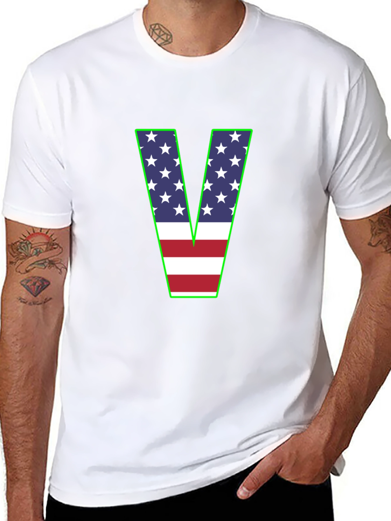 American Flag V-Neck T-Shirt