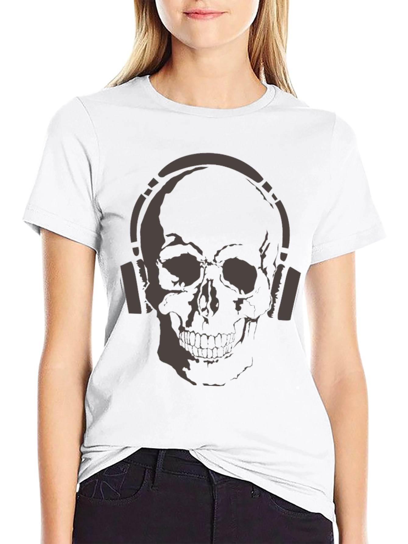 Skull with Headphones Graphic T-Shirt