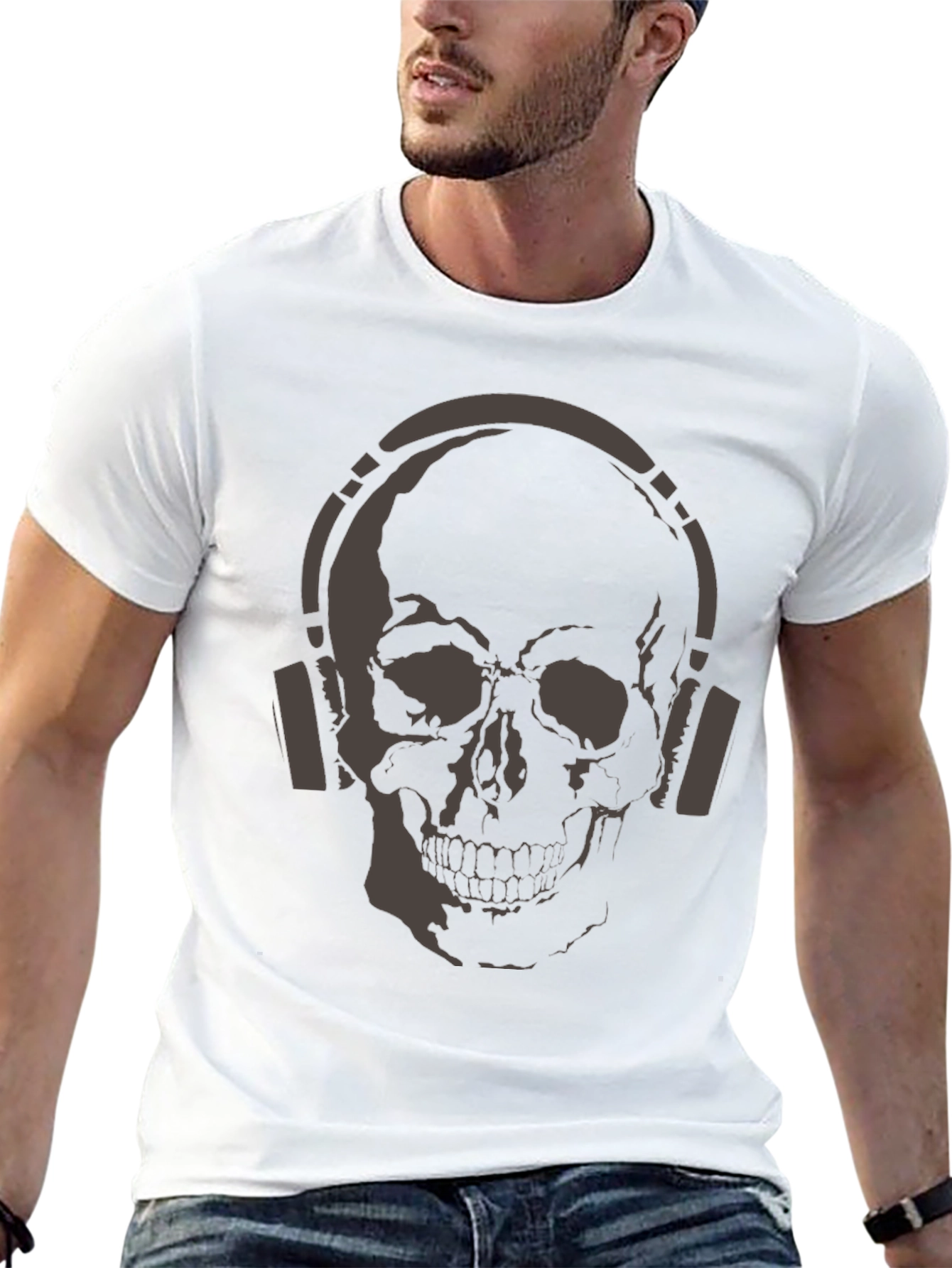 Skull with Headphones Graphic T-Shirt