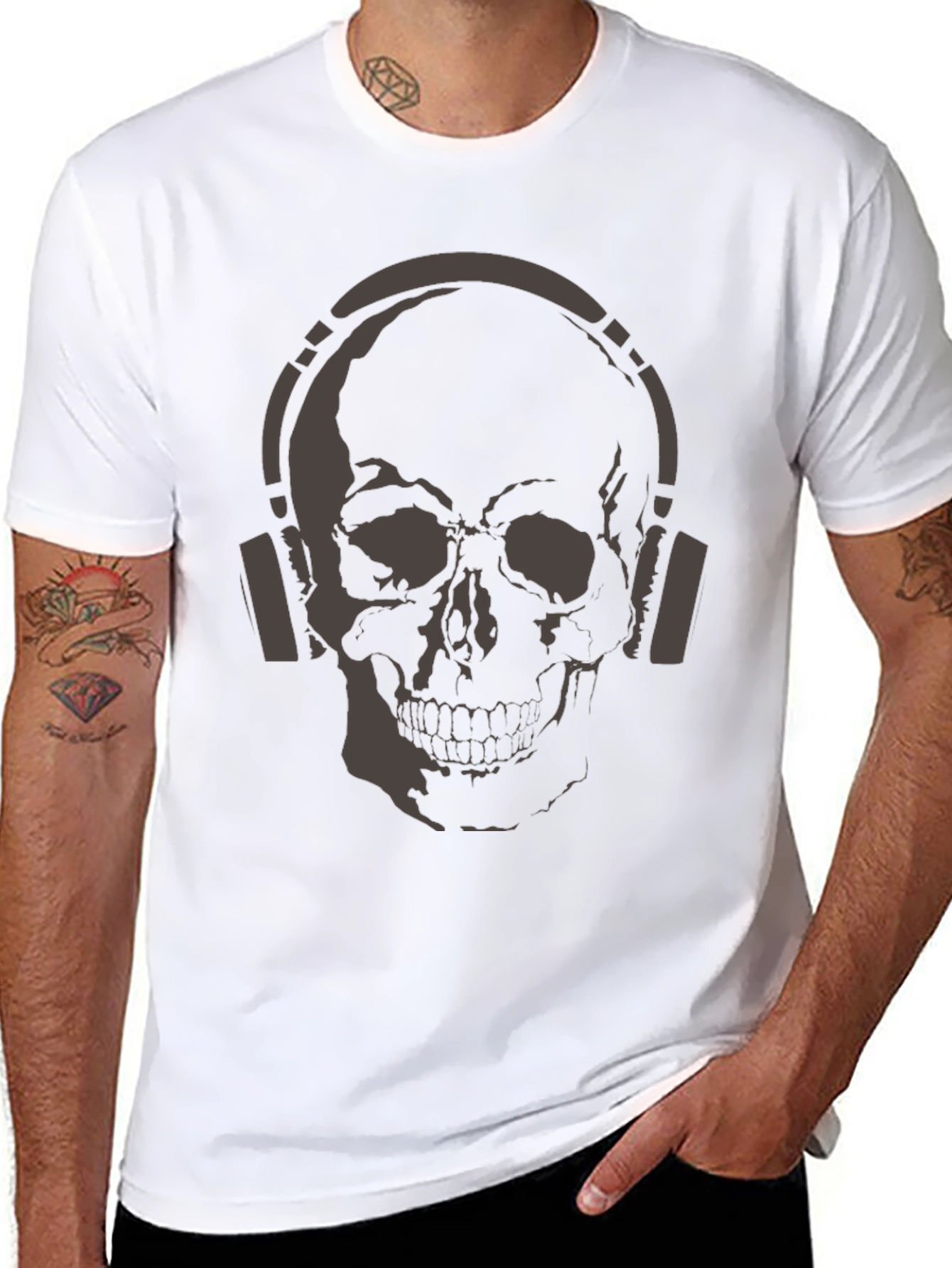 Skull with Headphones Graphic T-Shirt