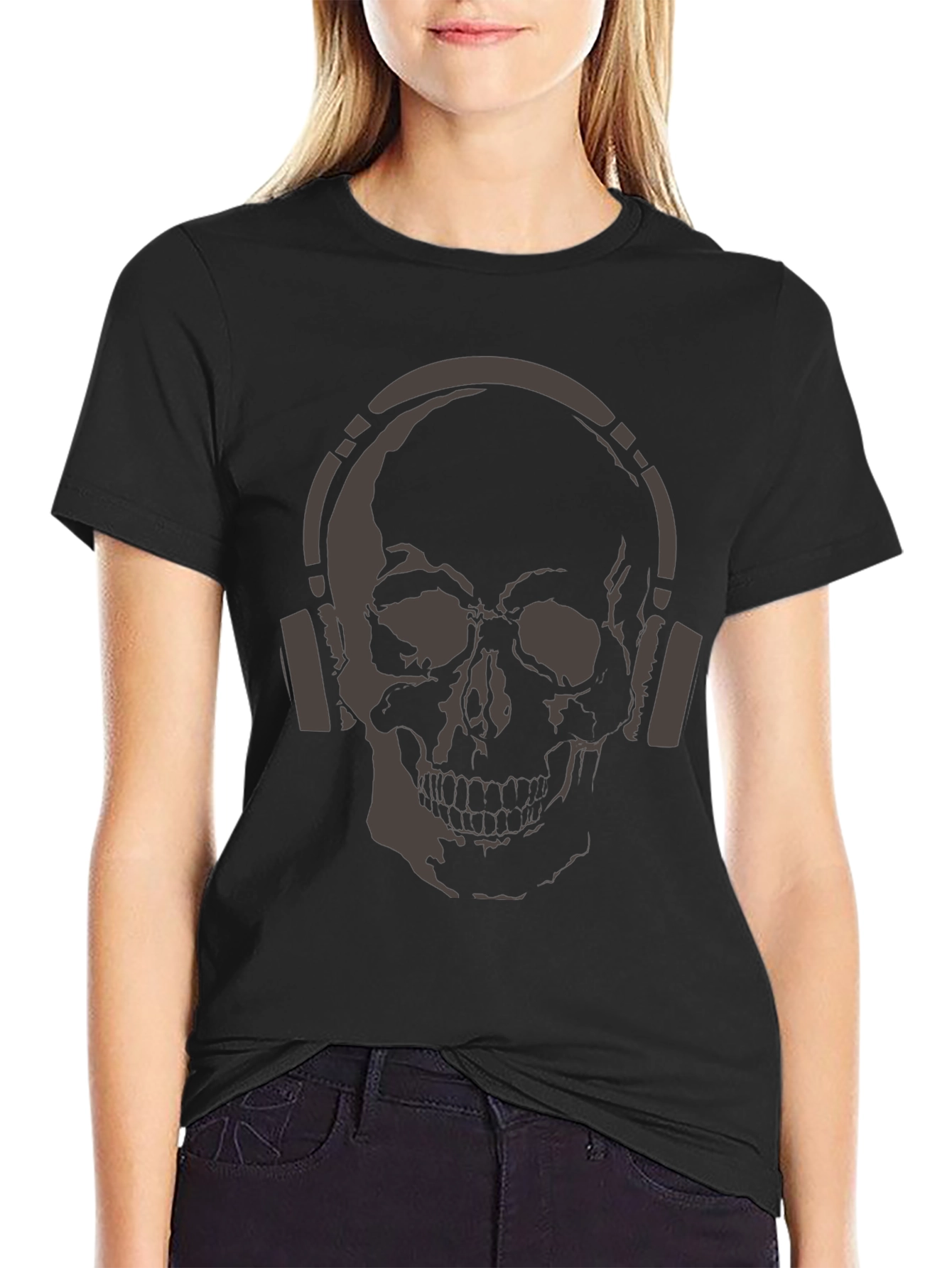 Skull with Headphones Graphic T-Shirt