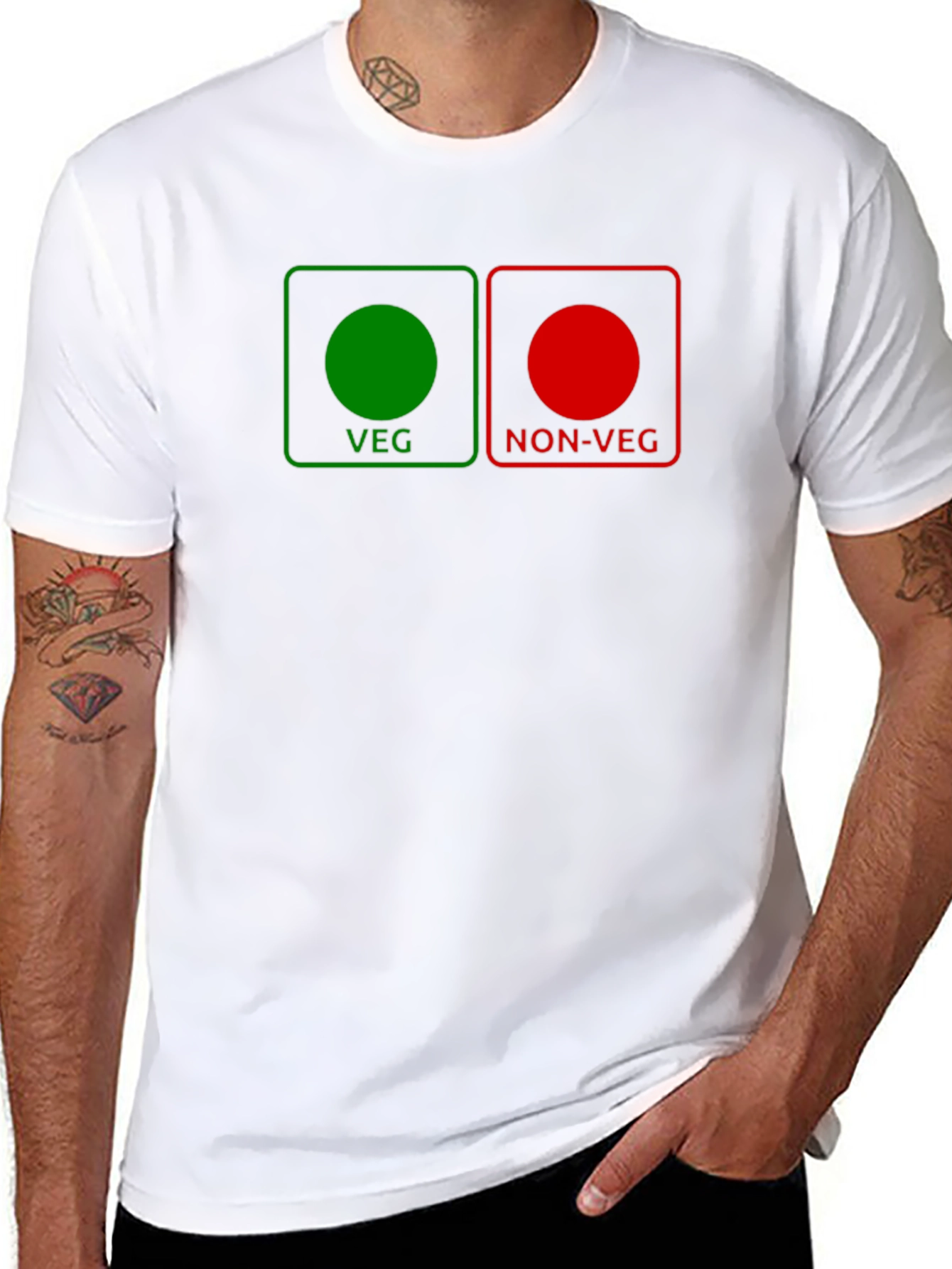 Veg/Non-Veg Graphic Tee - Novelty Black T-Shirt