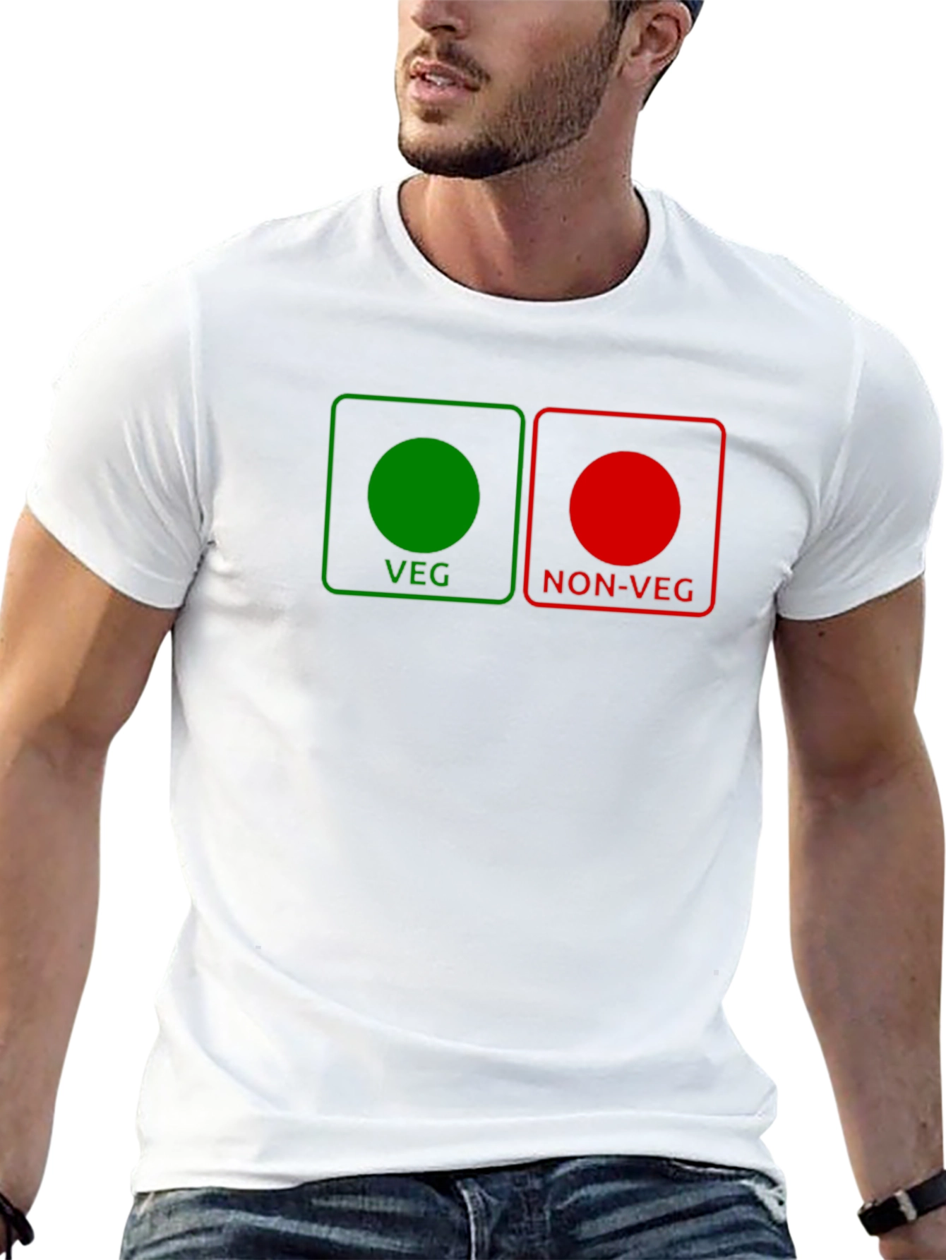 Veg/Non-Veg Graphic Tee - Novelty Black T-Shirt