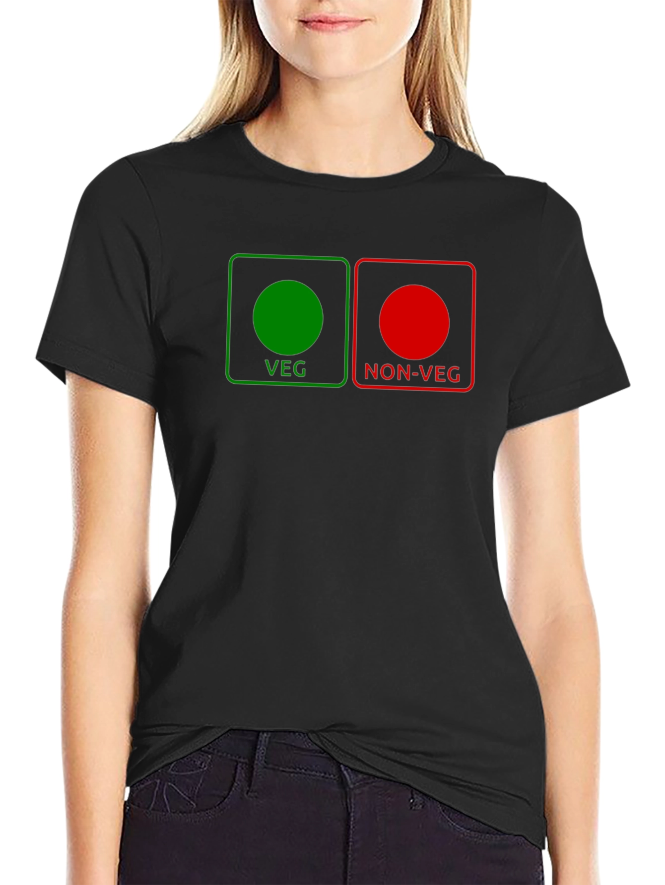 Veg/Non-Veg Graphic Tee - Novelty Black T-Shirt