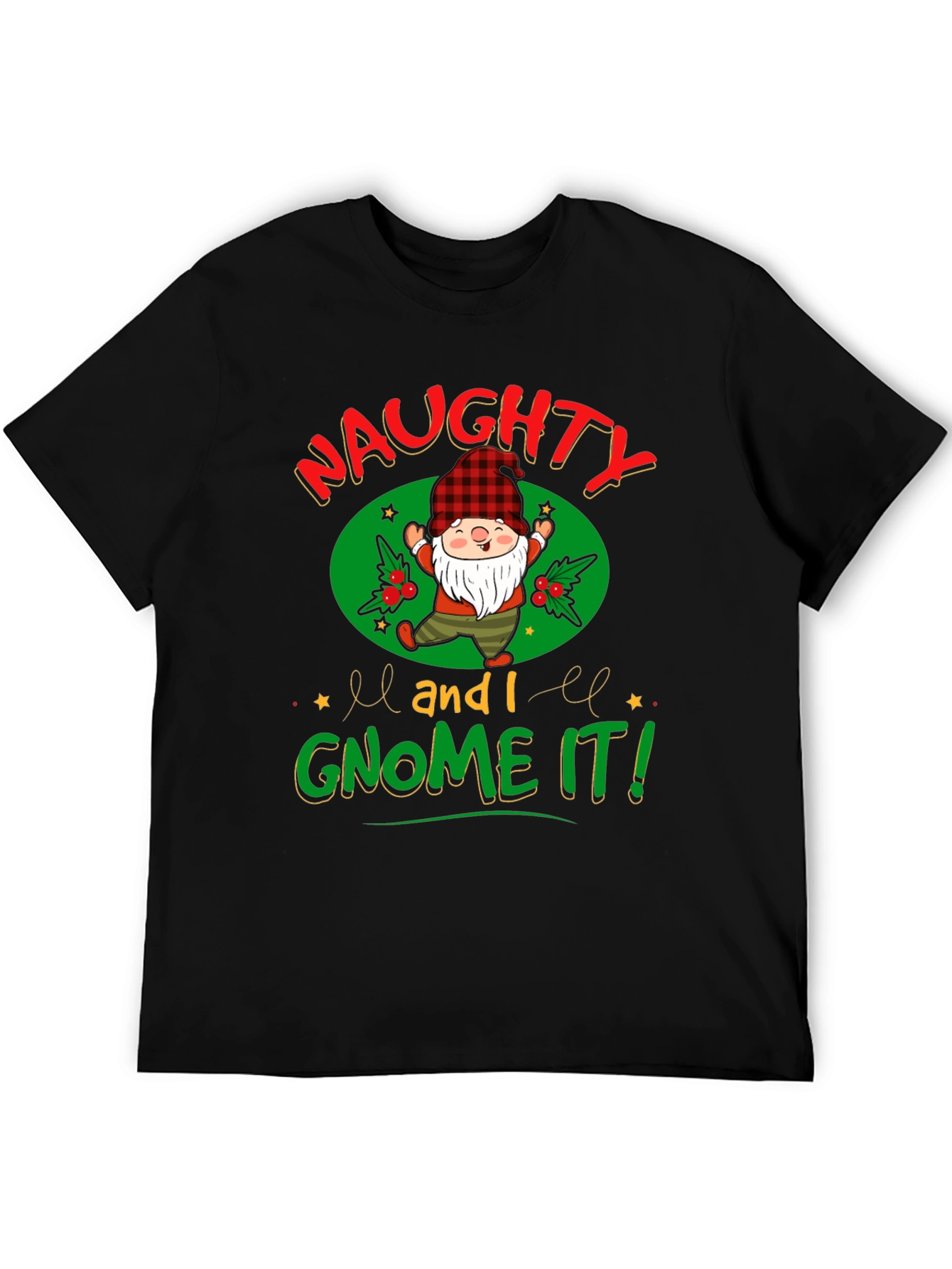 Naughty and I Gnome It Christmas Graphic Tee