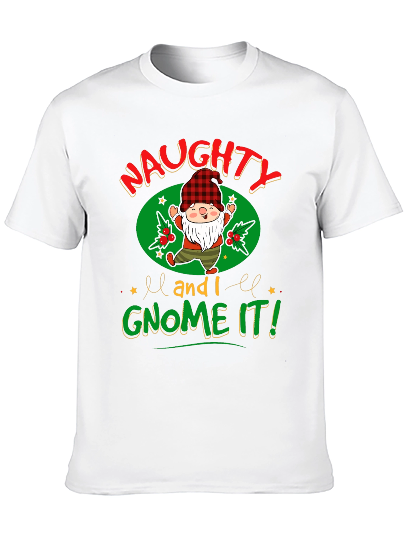 Naughty and I Gnome It Christmas Graphic Tee