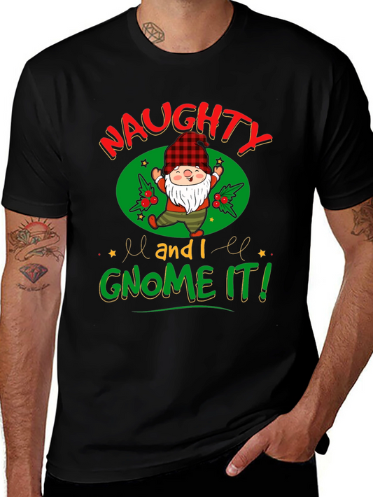 Naughty and I Gnome It Christmas Graphic Tee