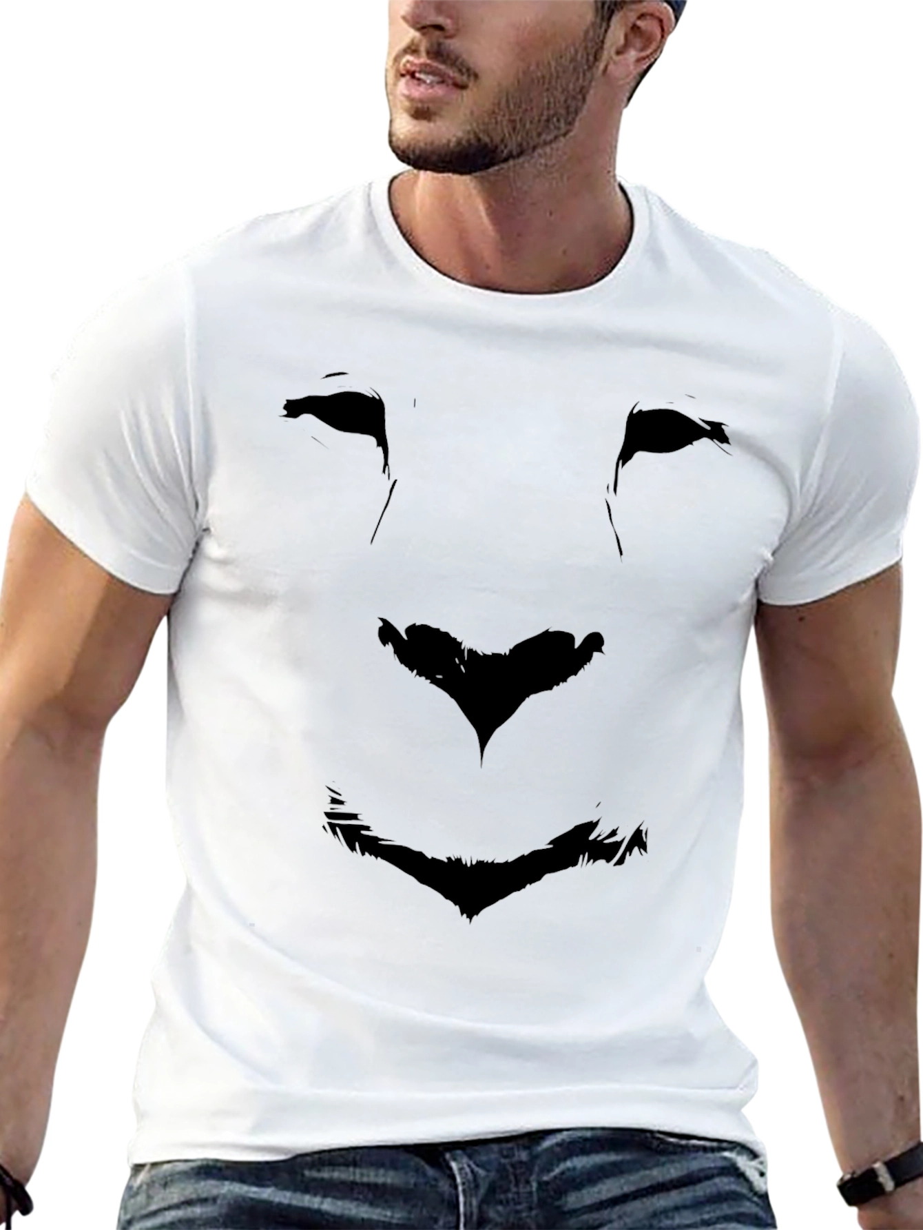 Lion Face Graphic T-Shirt - Black