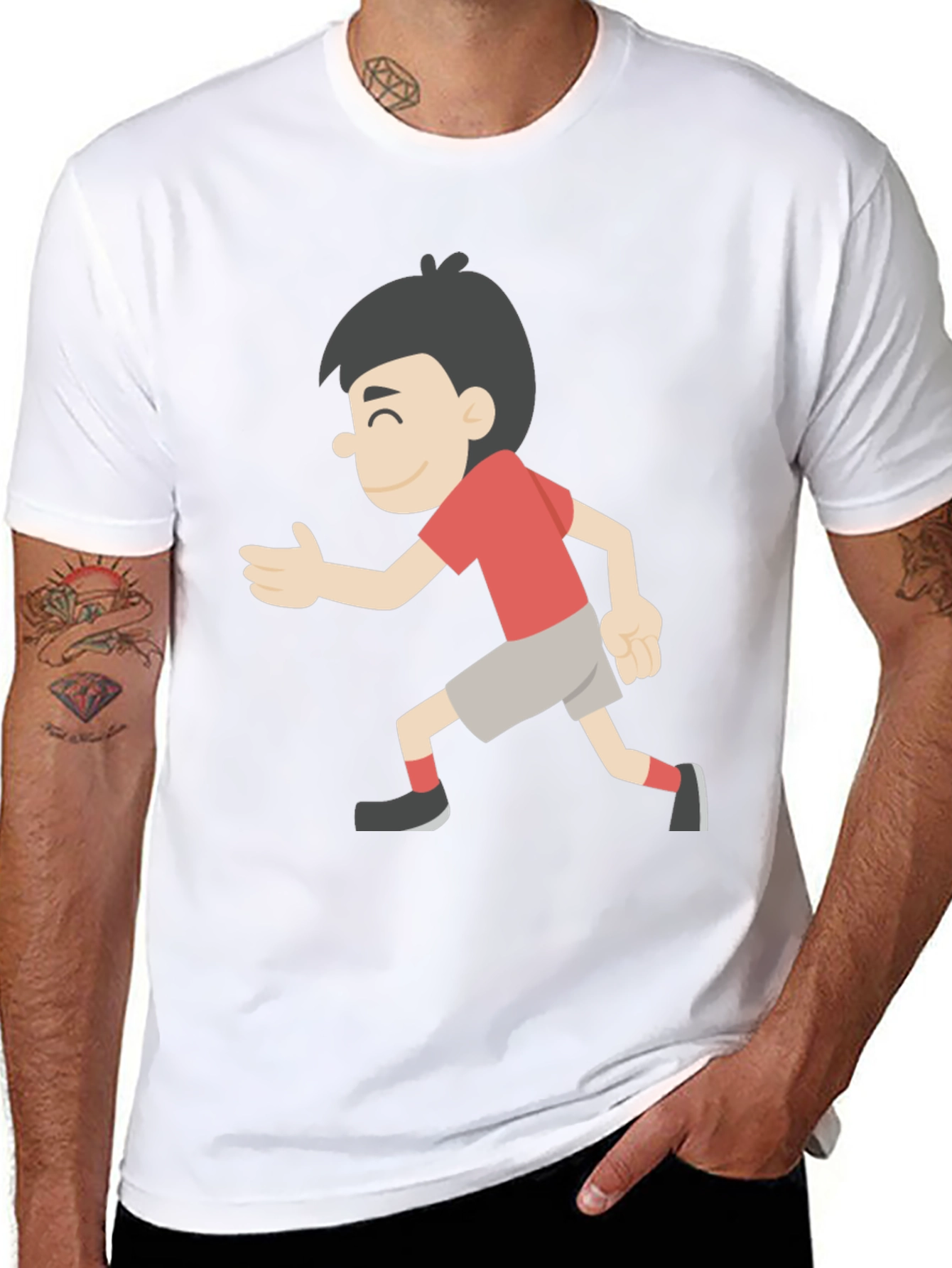 Cartoon Boy Graphic Black T-Shirt