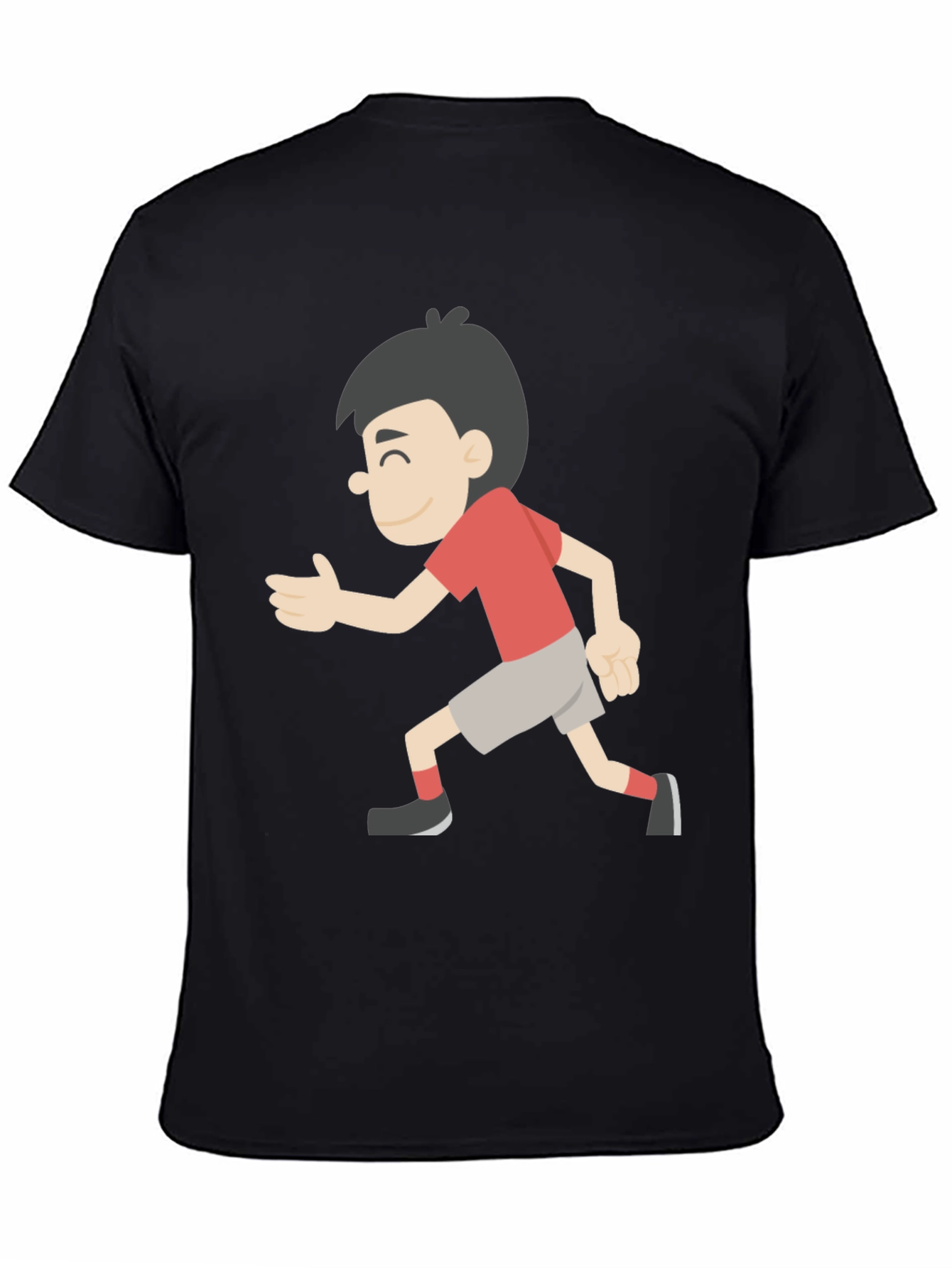 Cartoon Boy Graphic Black T-Shirt
