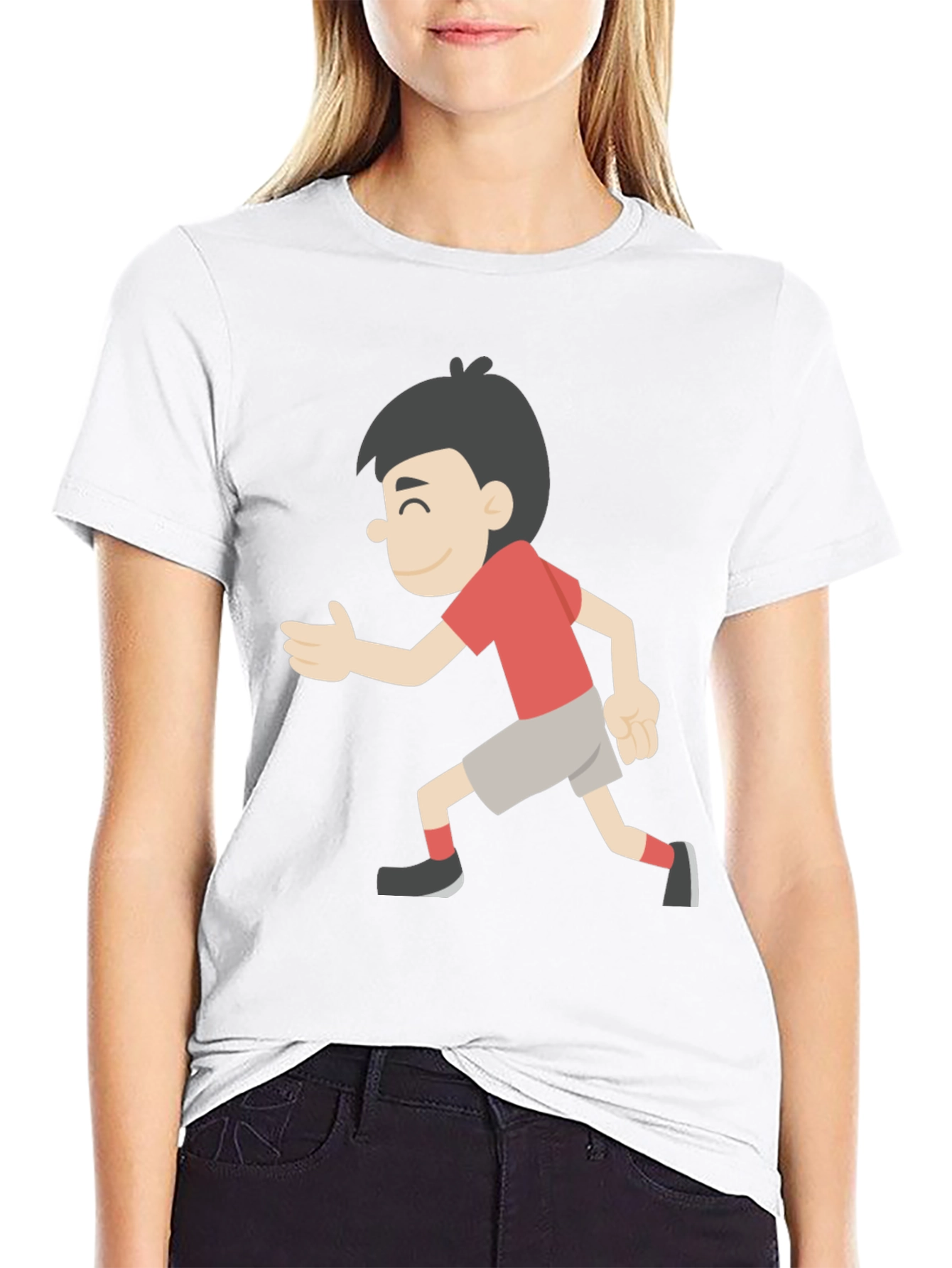 Cartoon Boy Graphic Black T-Shirt