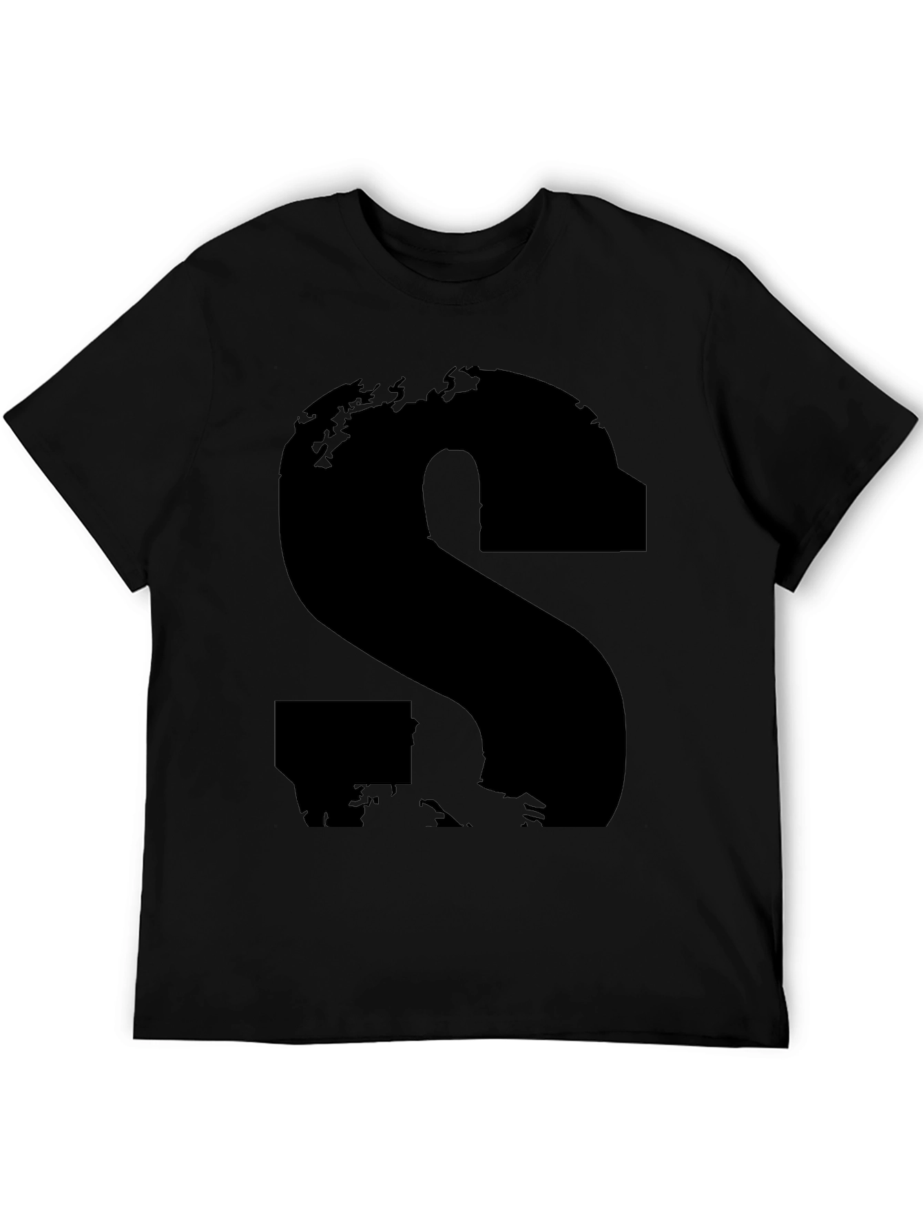 Abstract S Graphic Tee - Casual Black T-Shirt