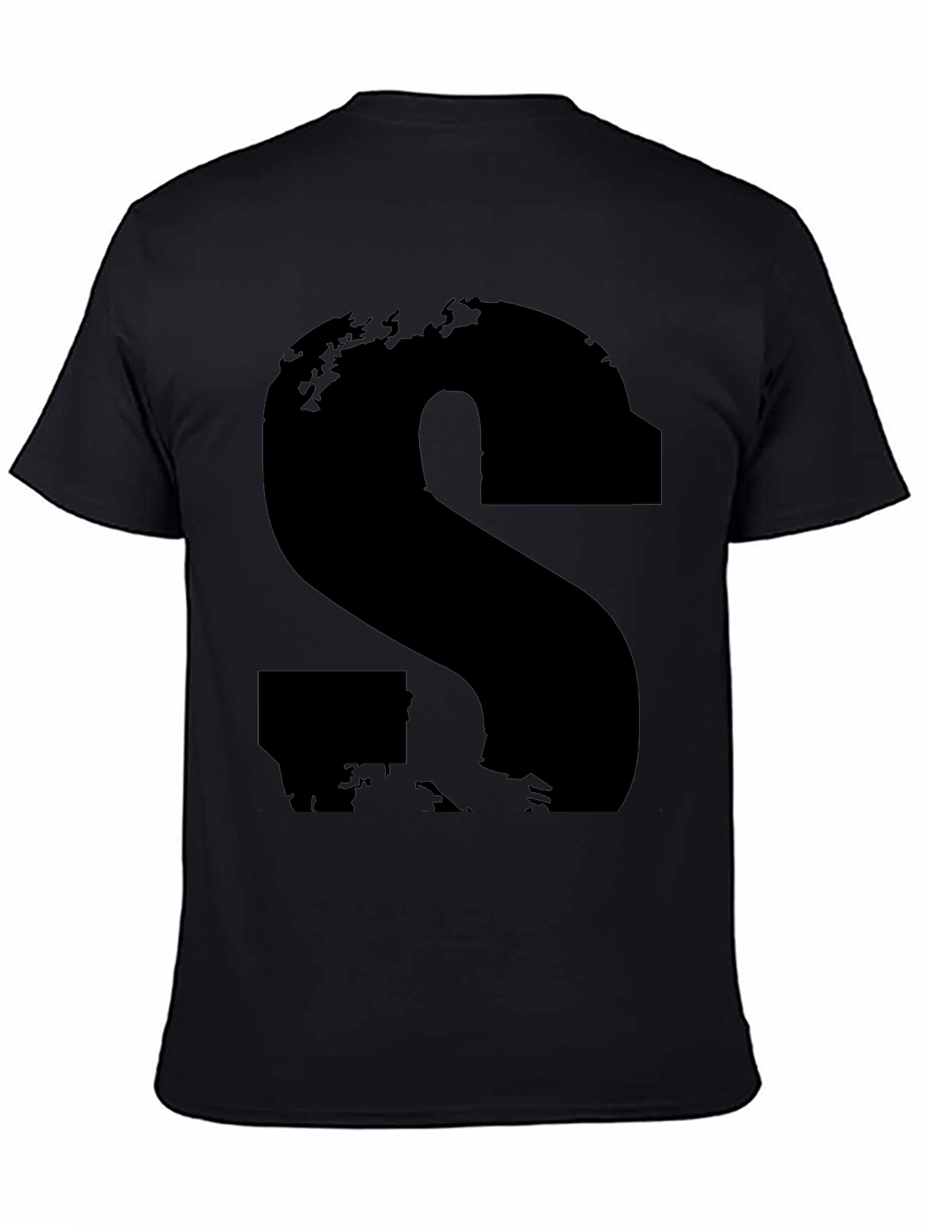 Abstract S Graphic Tee - Casual Black T-Shirt