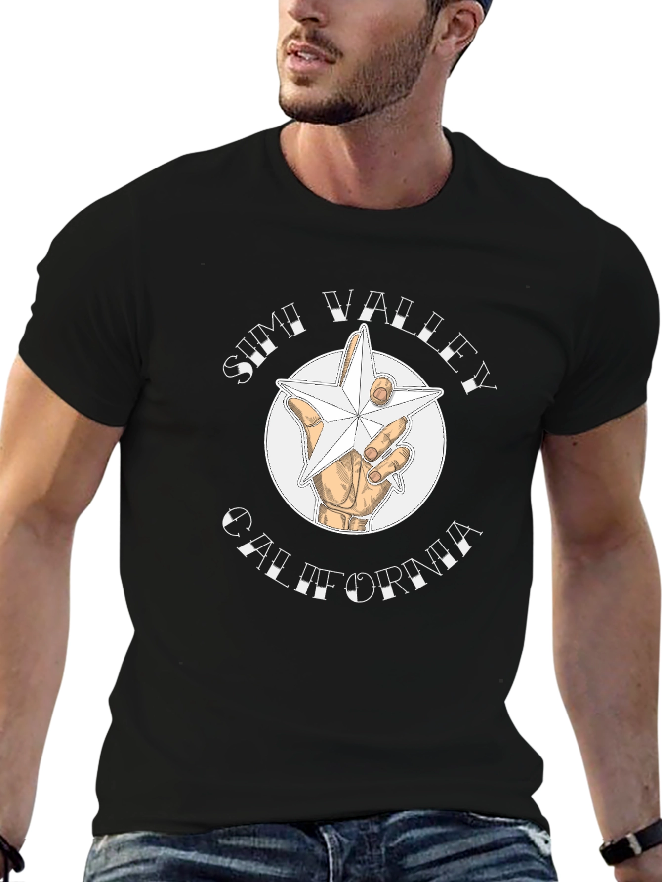 Simi Valley California Star Graphic Black T-Shirt